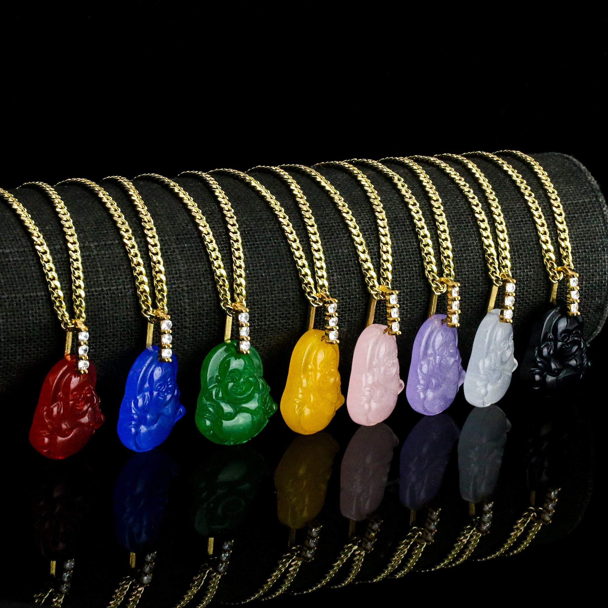 JADE BUDDHA PENDANT ON CUBAN CHAIN 24"