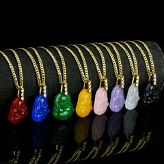 JADE BUDDHA PENDANT ON CUBAN CHAIN 24"