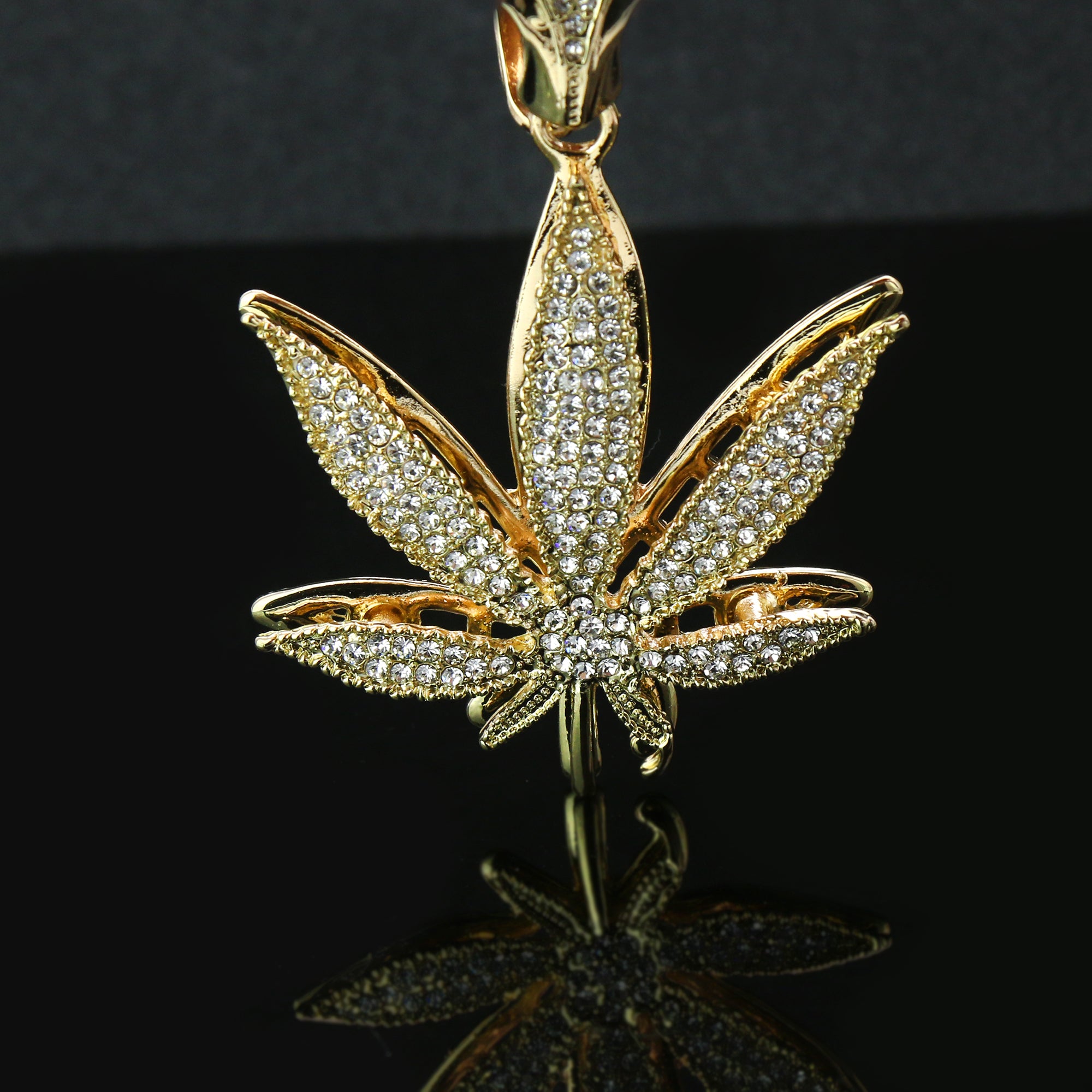 3pc Set Large Marijuana Gold Plated 18,20" Fully Cz Hip Hop Cuban Choker Chain