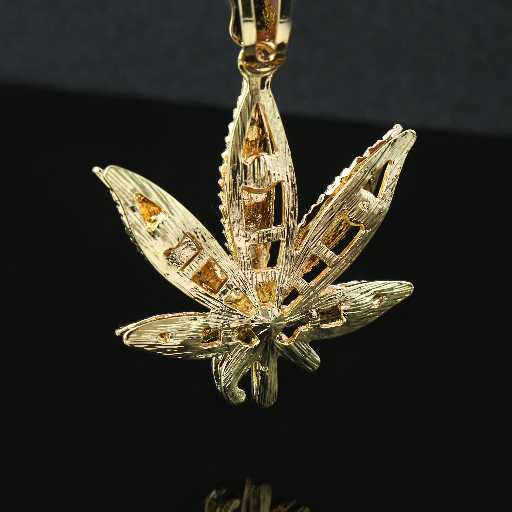 3pc Set Large Marijuana Gold Plated 18,20" Fully Cz Hip Hop Cuban Choker Chain