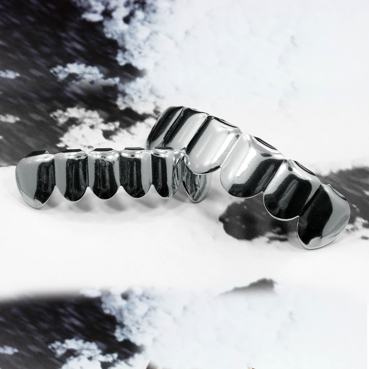 18k WHITE GOLD TOP & BOTTOM PLAIN GRILLZ