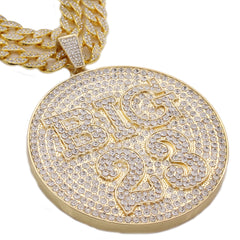 3PC XXL Big #23 Round Pendant & Iced Cuban Chain Set 18"/20" – Gold Hip Hop Bling