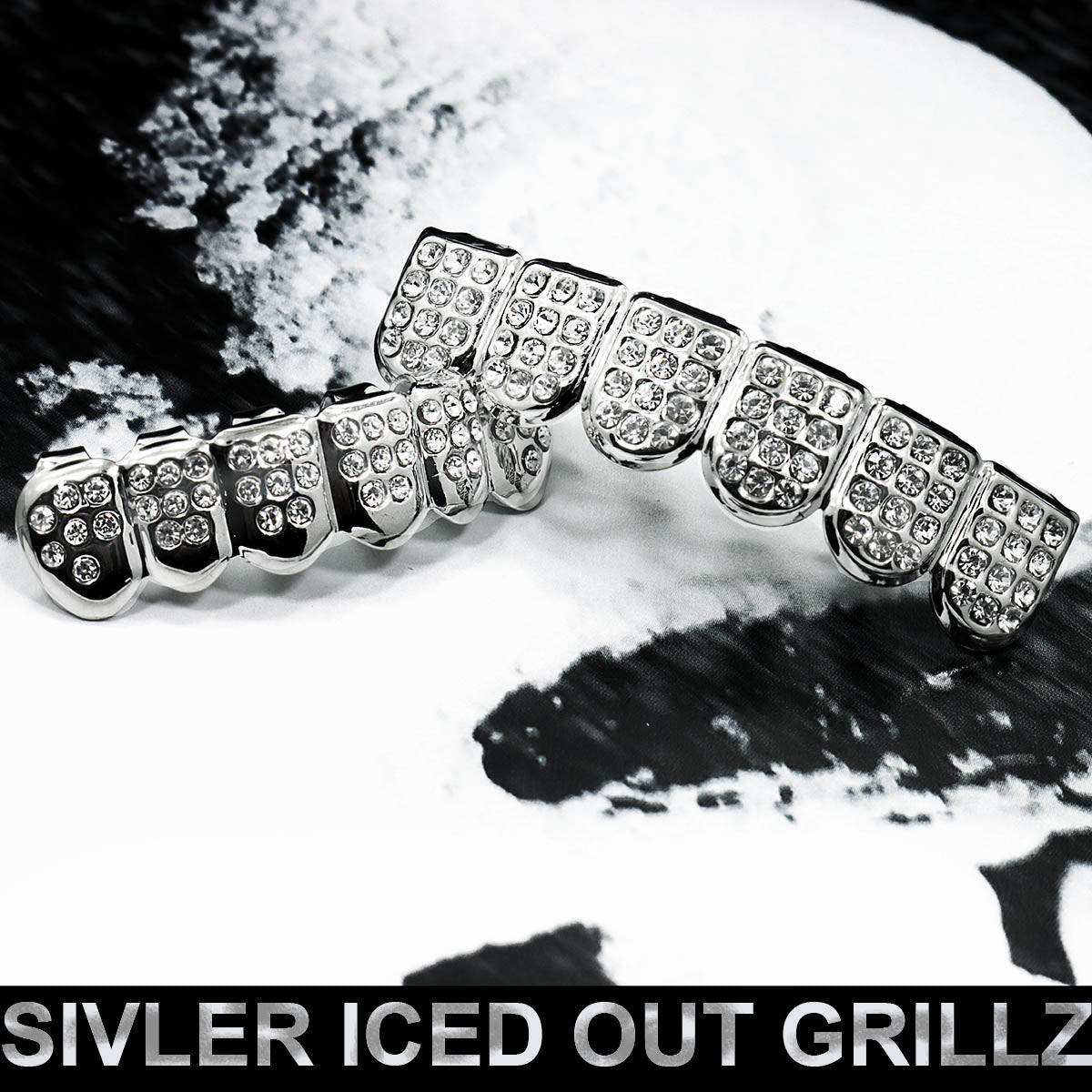 18k WHITE GOLD FULLY ICED TOP & BOTTOM GRILLZ AR