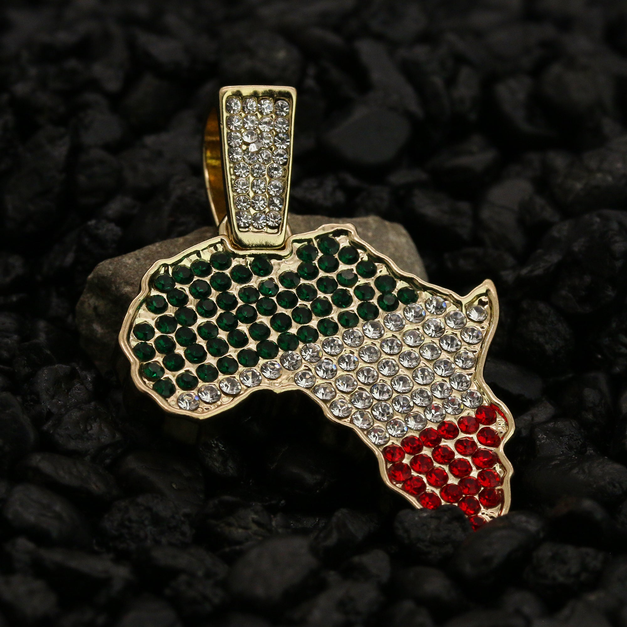 Cz Rasta Africa Pendant 24" Rope Chain Hip Hop 18k Jewelry Necklace