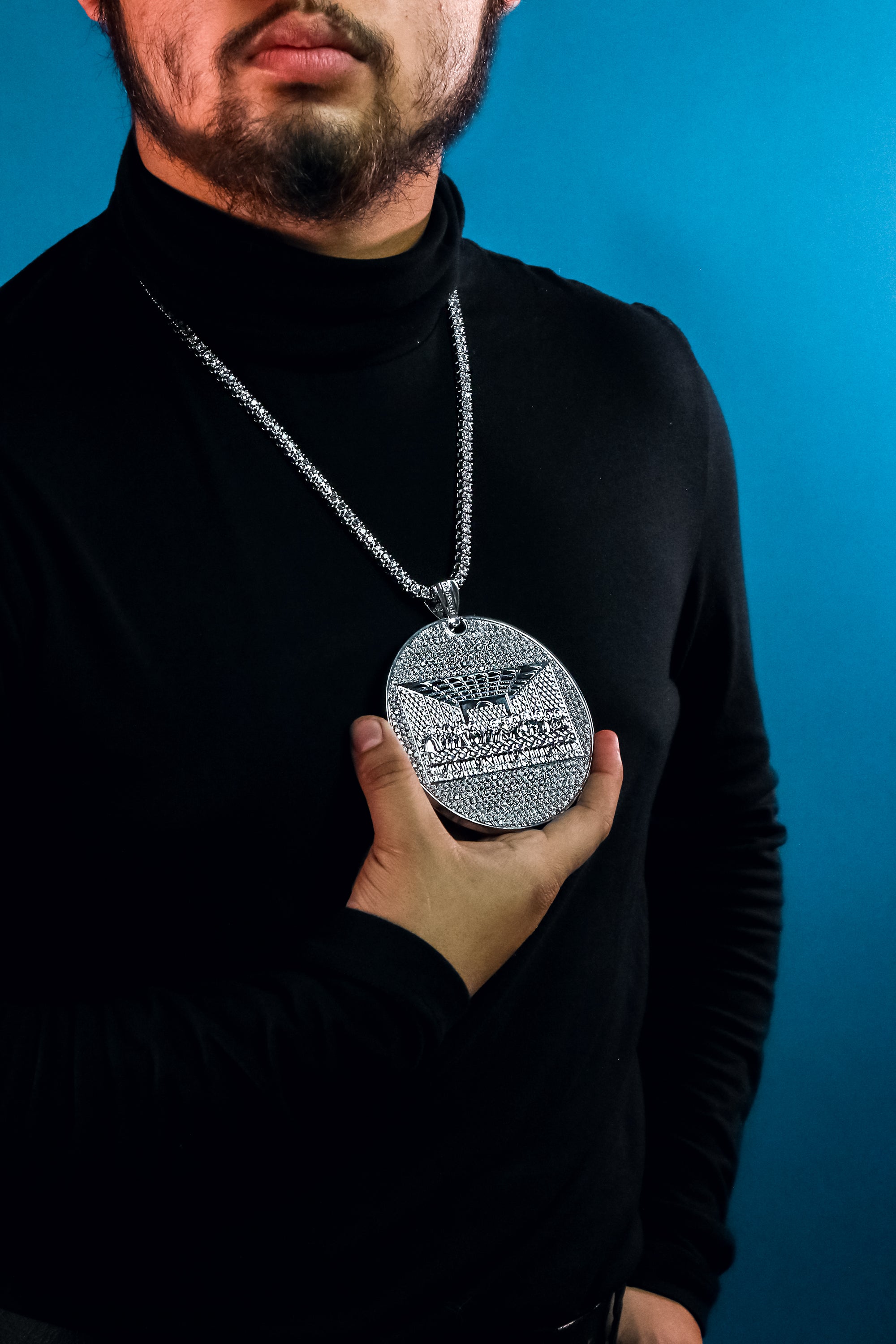 LAST SUPPER PENDANT 24" TENNIS CHAIN WITH GOLD