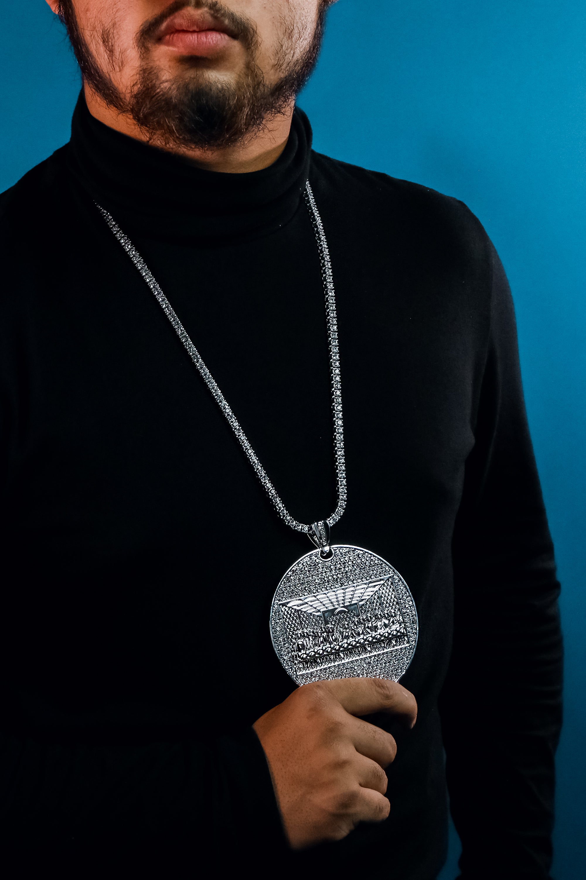 LAST SUPPER PENDANT 30" TENNIS CHAIN WITH GOLD