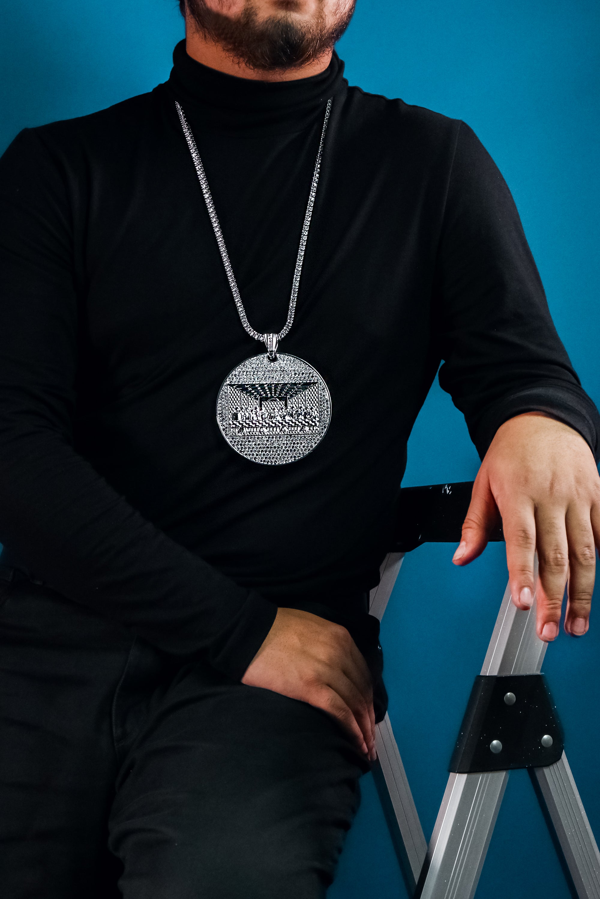 LAST SUPPER PENDANT 30" TENNIS CHAIN WITH GOLD
