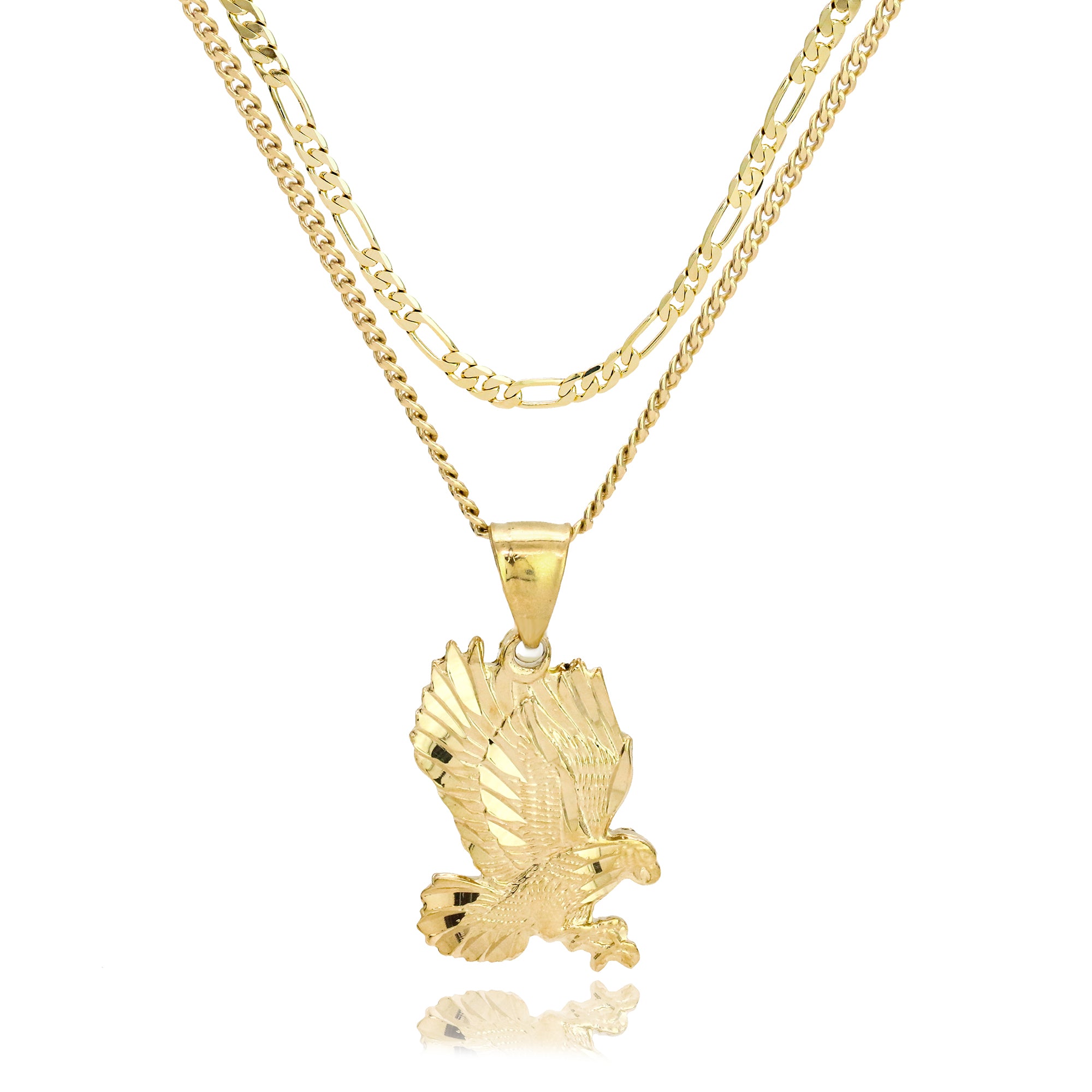 Eagle Diamond Cut Pendant Cuban / Franco Choker Chain 14k Gold Plated