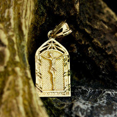 Jesus Temple Diamond Cut Pendant Cuban / Franco Choker Chain 14k Gold Plated