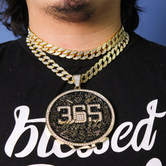 3PC XXL 365 Hustle Money Pendant & Iced Cuban Chain Set 18"/20" β Gold Bling