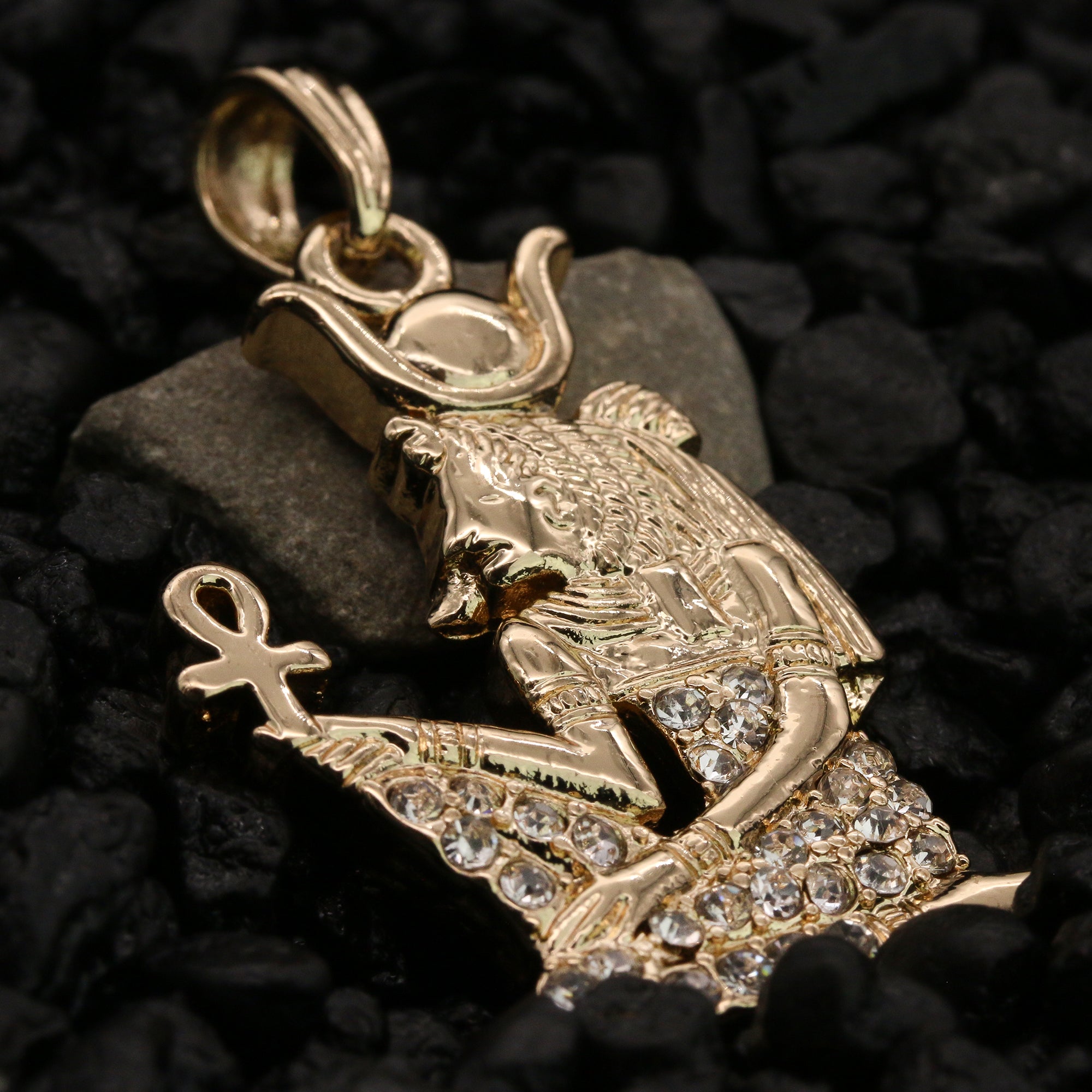 Iced Egyptian w/ Ankh Pendant 24" Rope Chain Hip Hop Style 18k Gold Plated