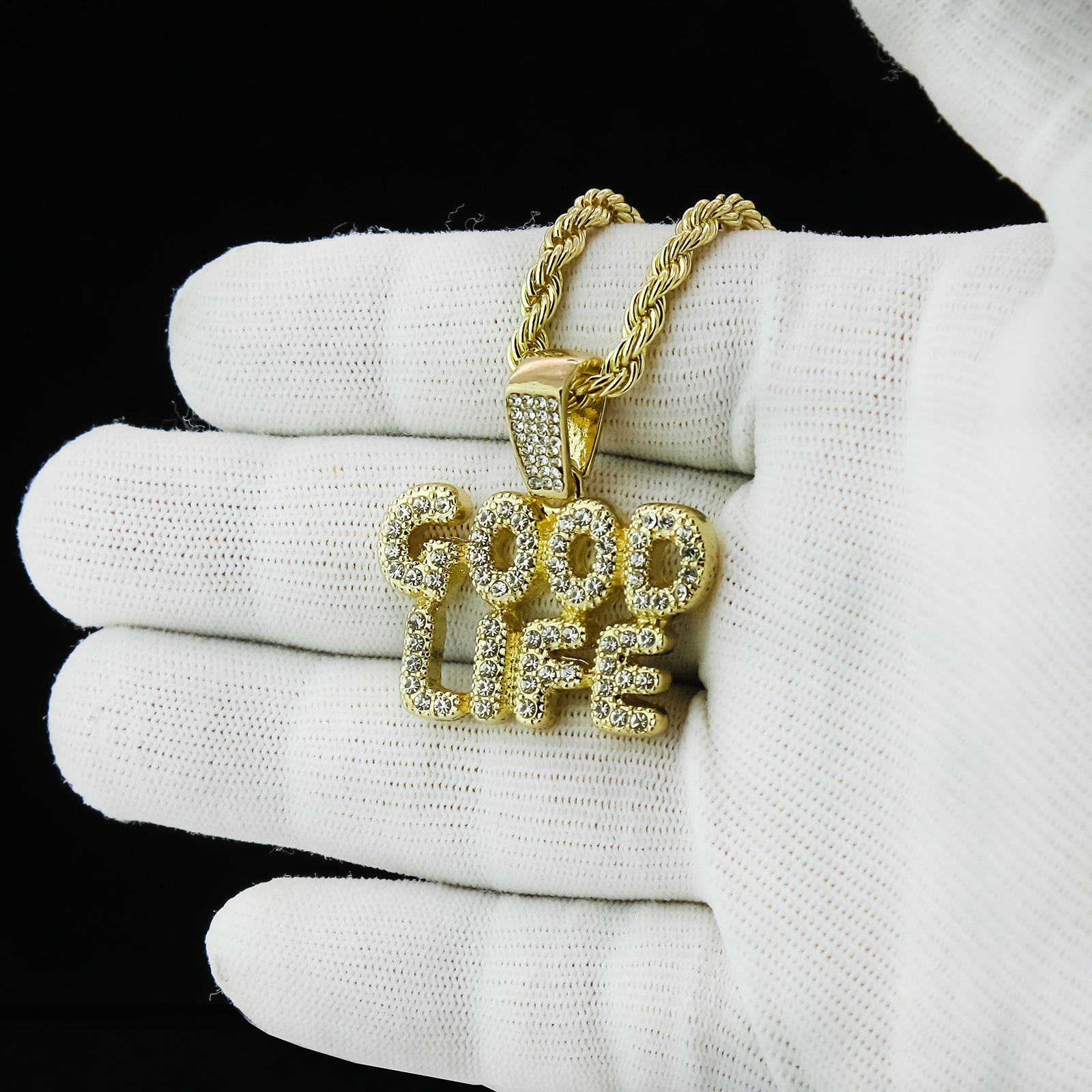 Good Life 4 Pcs Set Clear Cz Cuban, Tennis & Rope Chain Bundle Gold PT