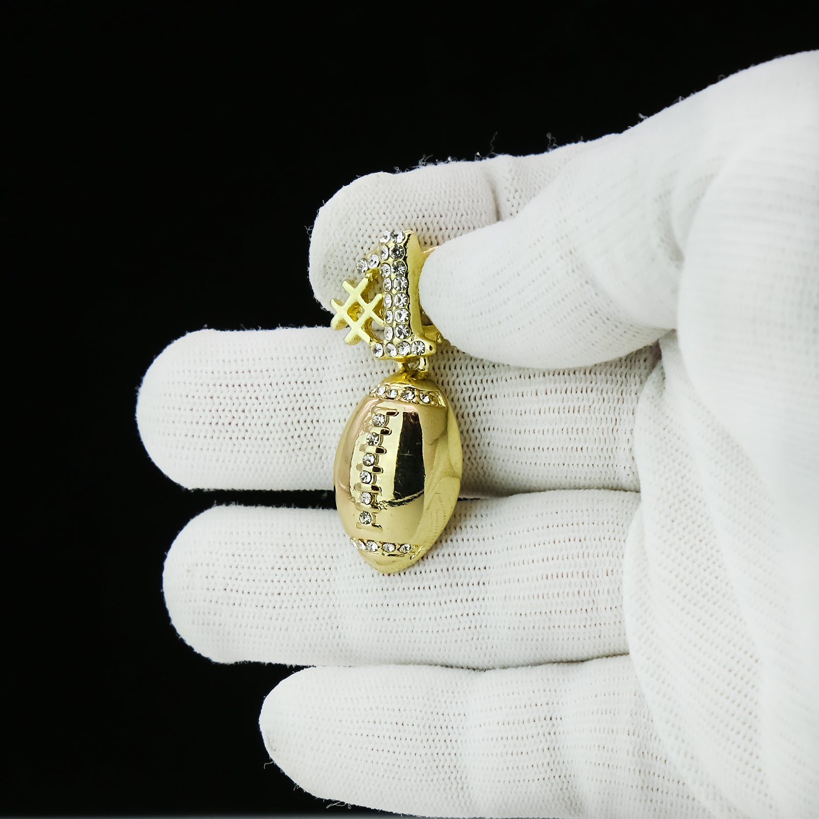 #1 Football 4 Pcs Set Clear Cz Cuban, Tennis & Rope Chain Bundle Gold PT