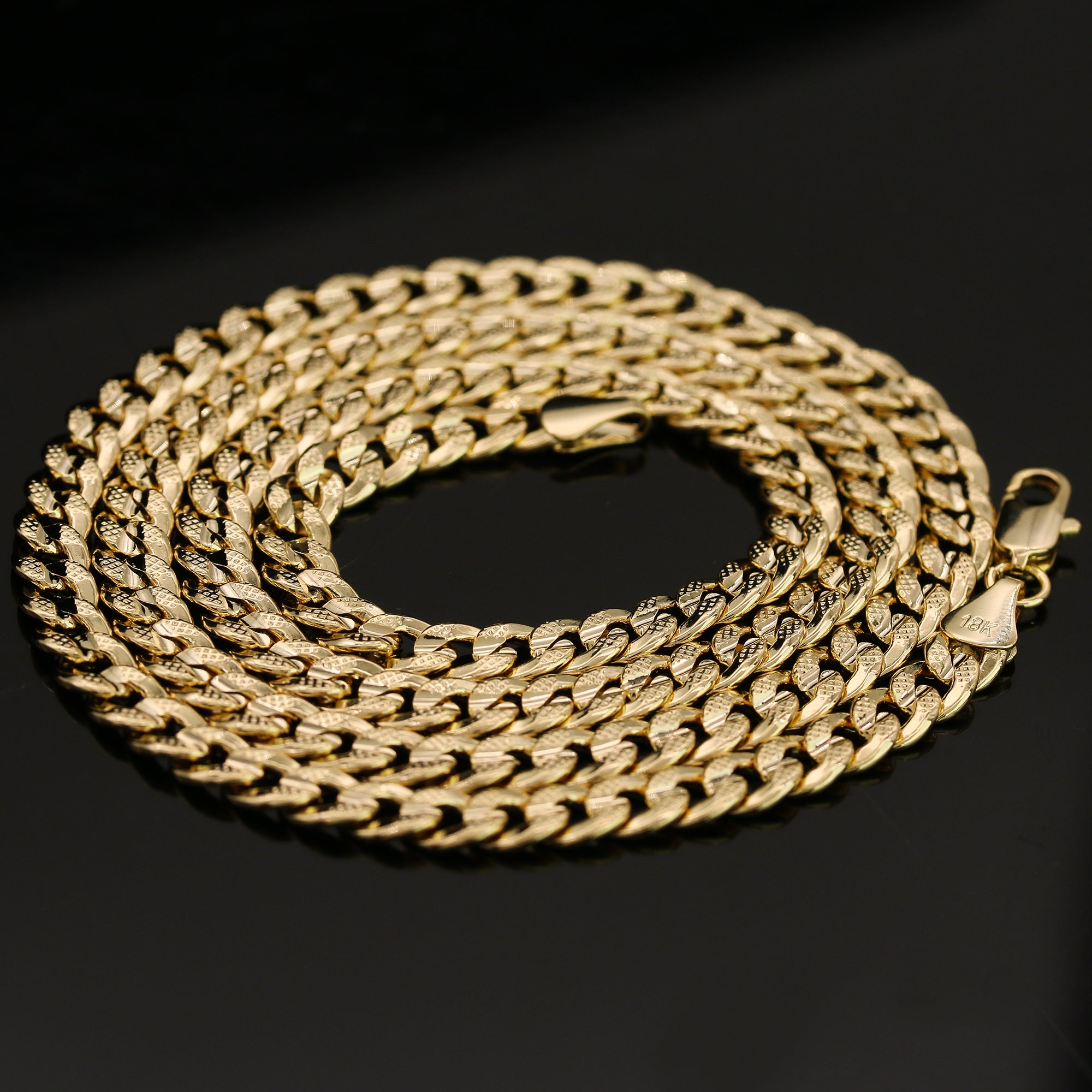 14k Gold Plated Nugget Pendant 6mm 24" Frost Cuban Chain Necklace