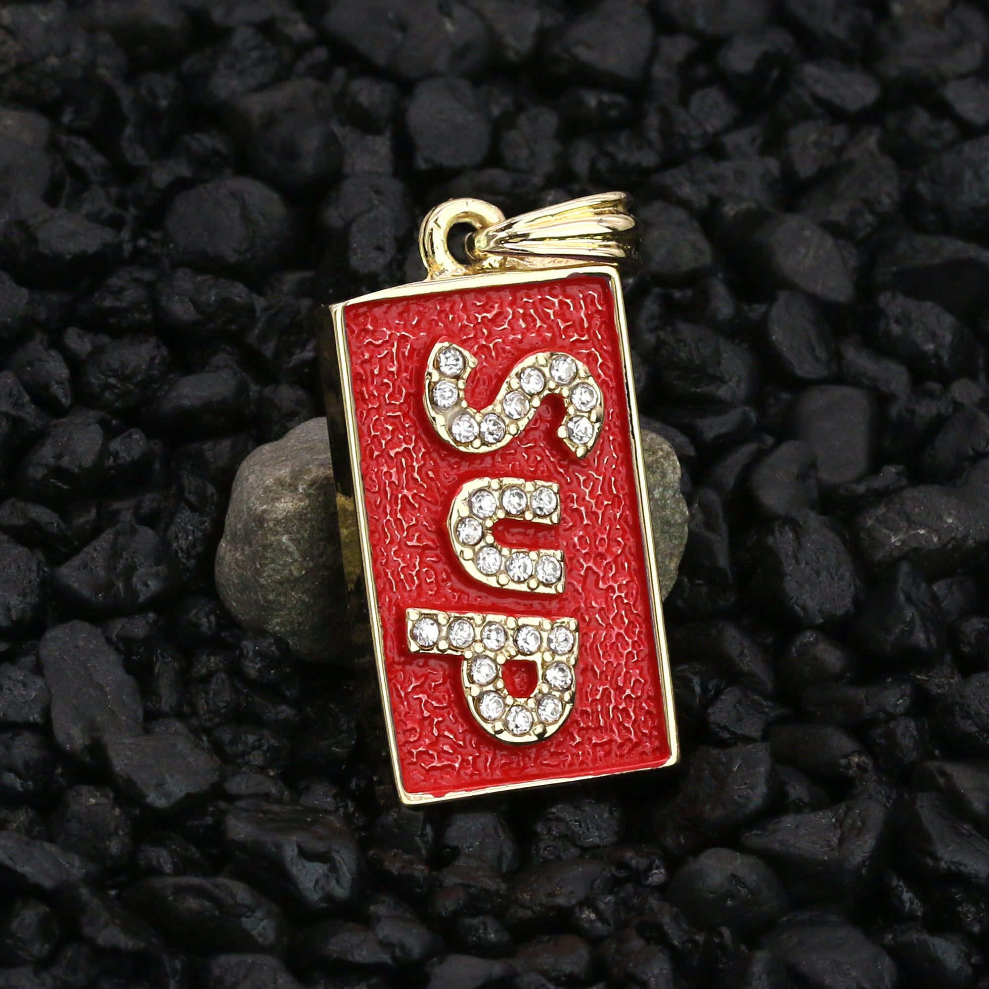 Sup Dog Tag Pendant 24" Rope Chain Hip Hop Style 18k Gold Plated