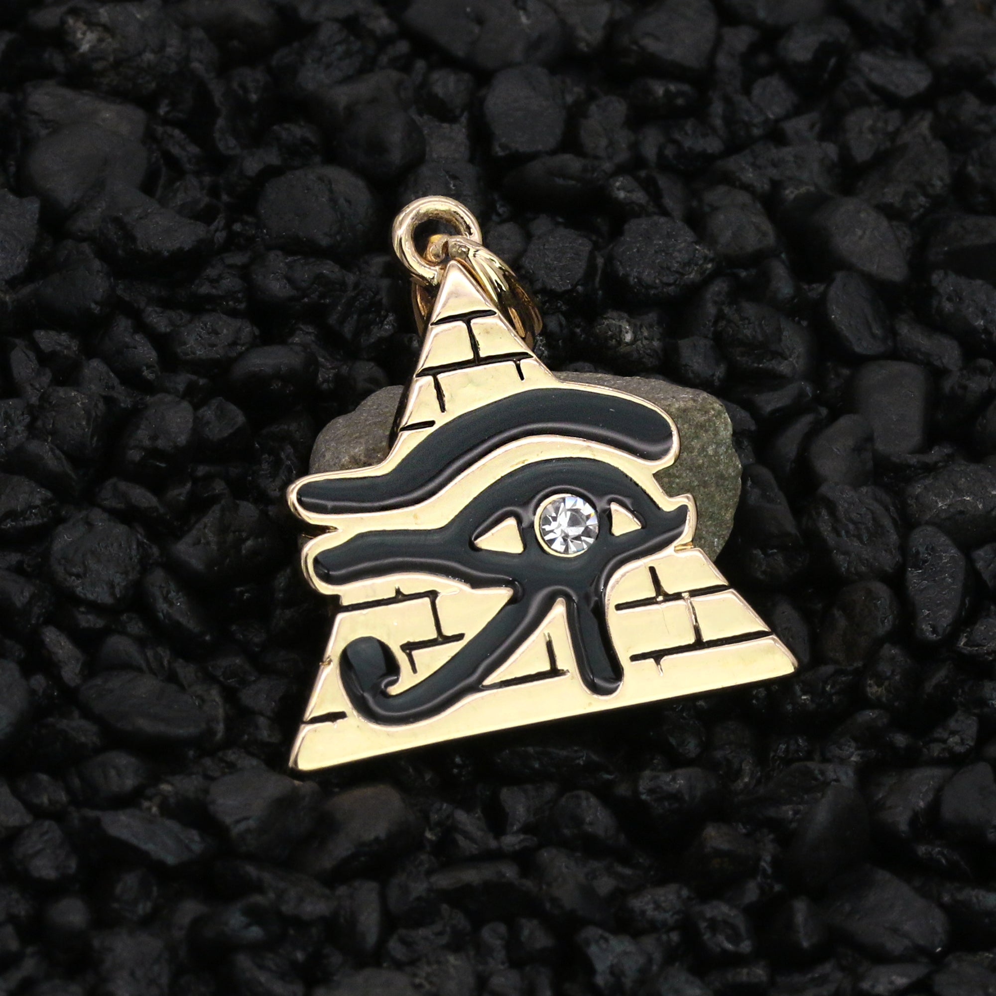 Eye Of Rah Pyramided Pendant 24" Rope Chain Hip Hop Style 18k Gold Plated