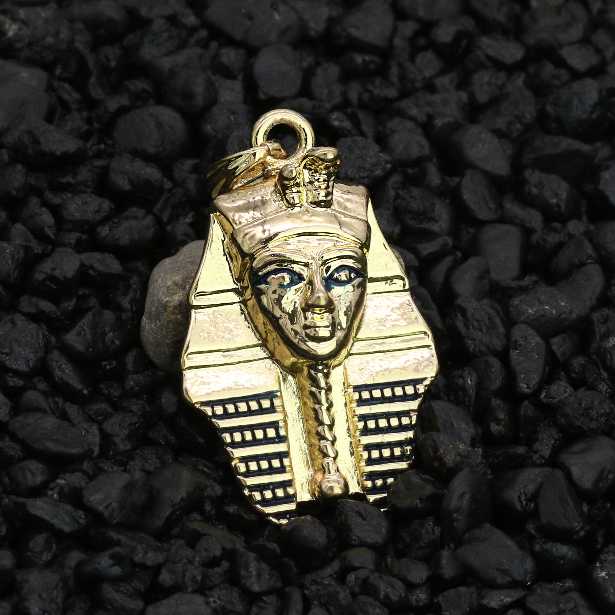 Egyptian Pharaoh Tut Pendant 24" Rope Chain Hip Hop Style 18k Gold Plated