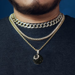 #8 Ball 4 Pcs Set Clear Cz Cuban, Tennis & Rope Chain Bundle Gold PT