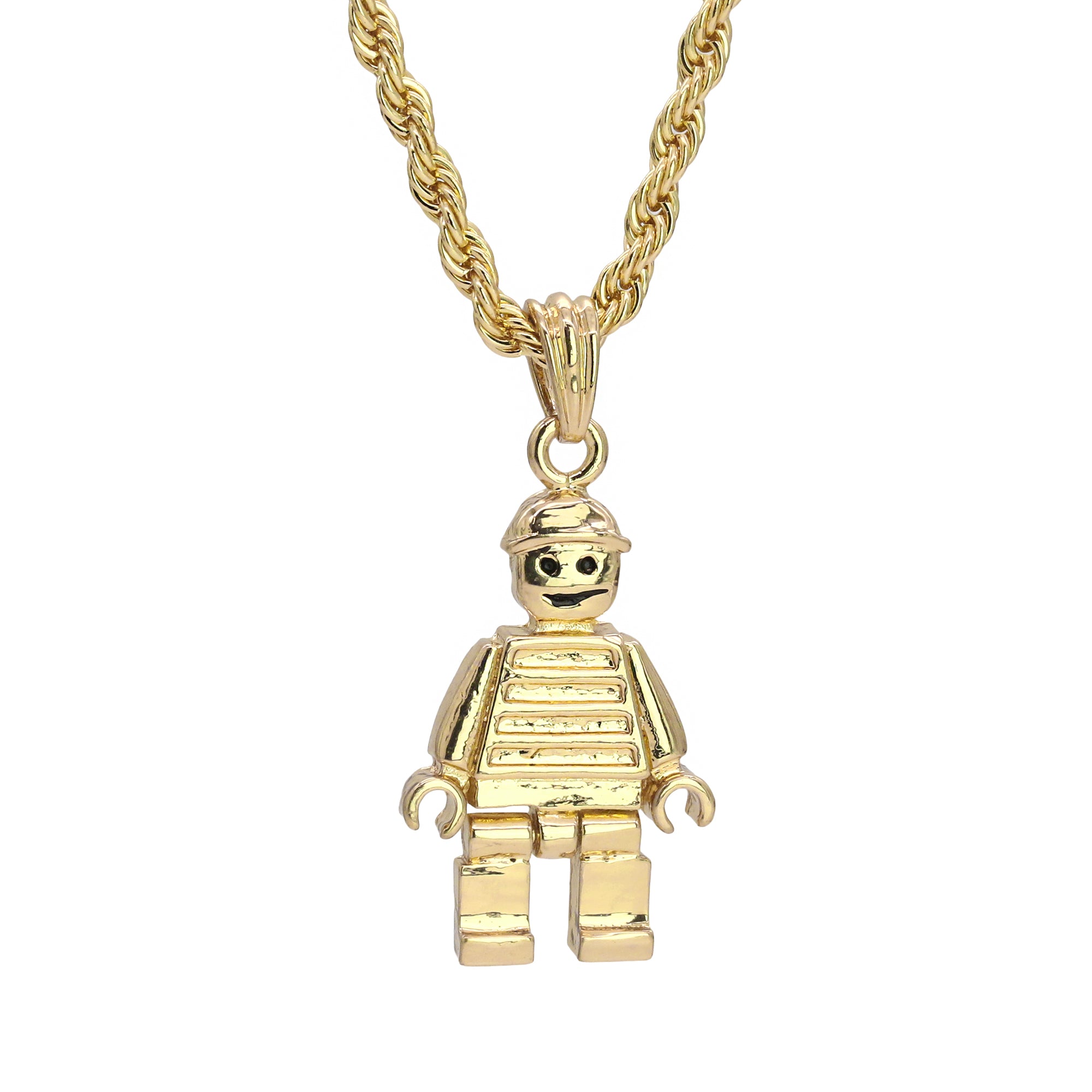 Lil Go Man Pendant 18K 24" Rope Chain Hip Hop Jewelry