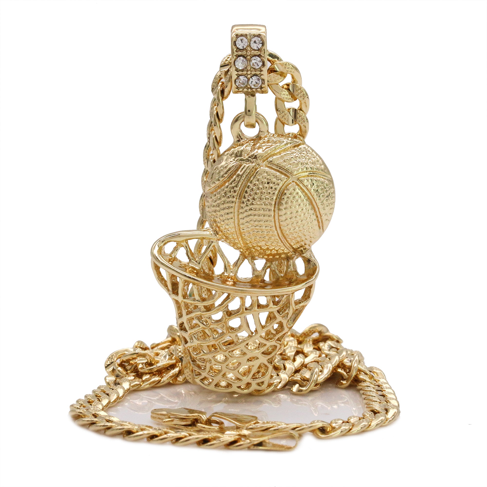 14k Gold Plated Plain Basketball Pendant 6mm 24" Frost Cuban Chain Necklace