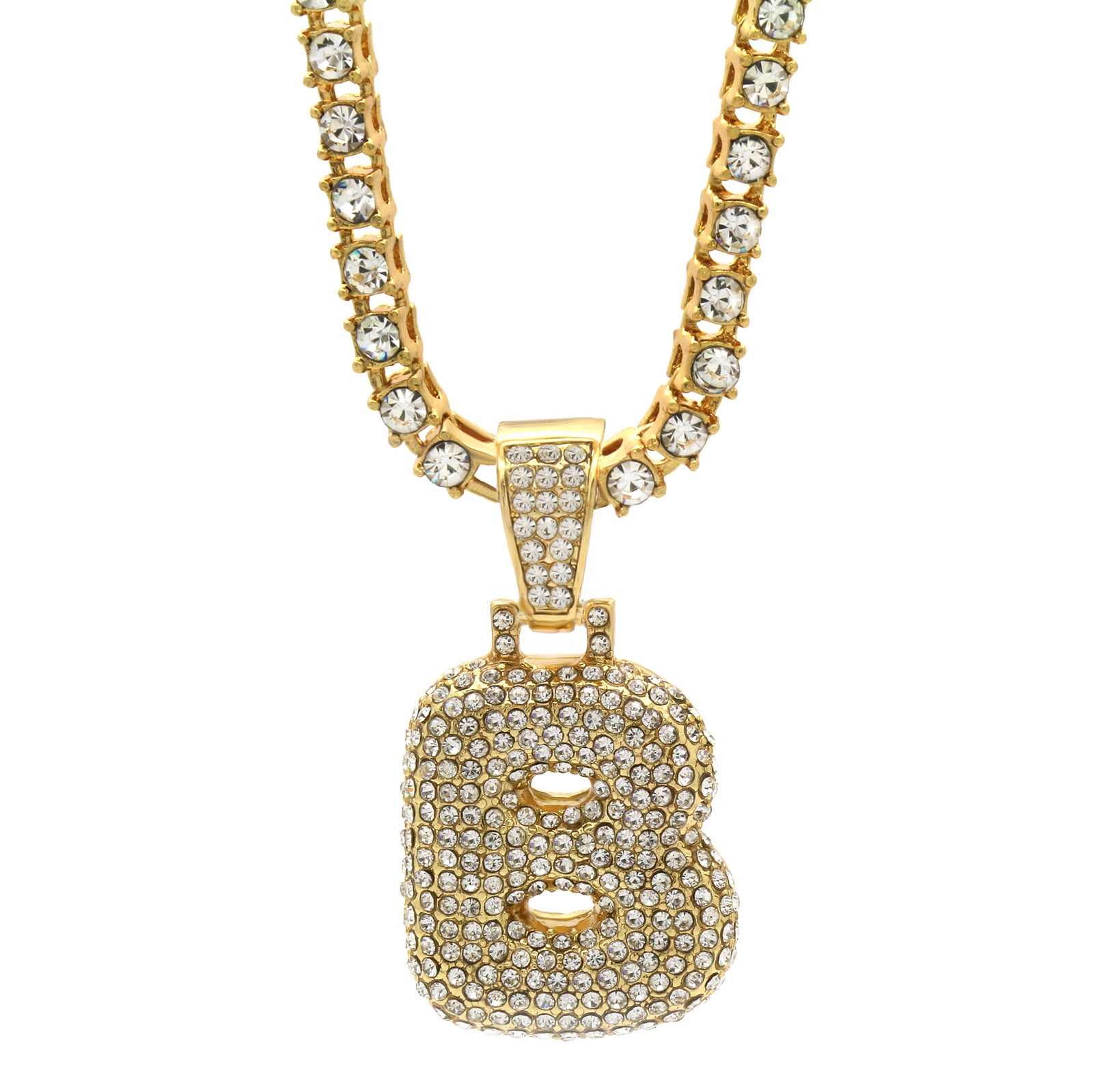 CZ CHAIN ALPHABET PENDANT BUBBLE A-Z