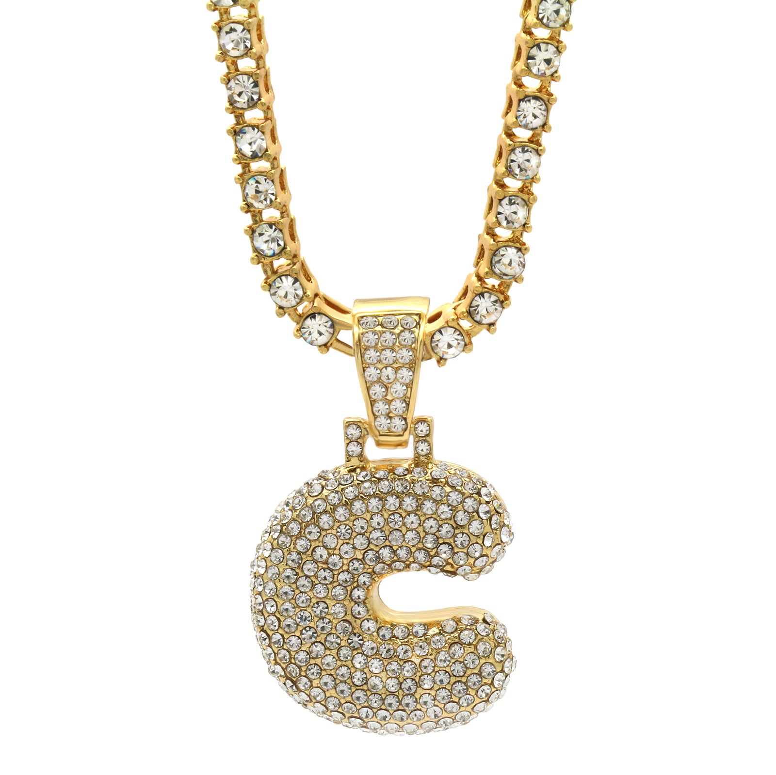 CZ CHAIN ALPHABET PENDANT BUBBLE A-Z