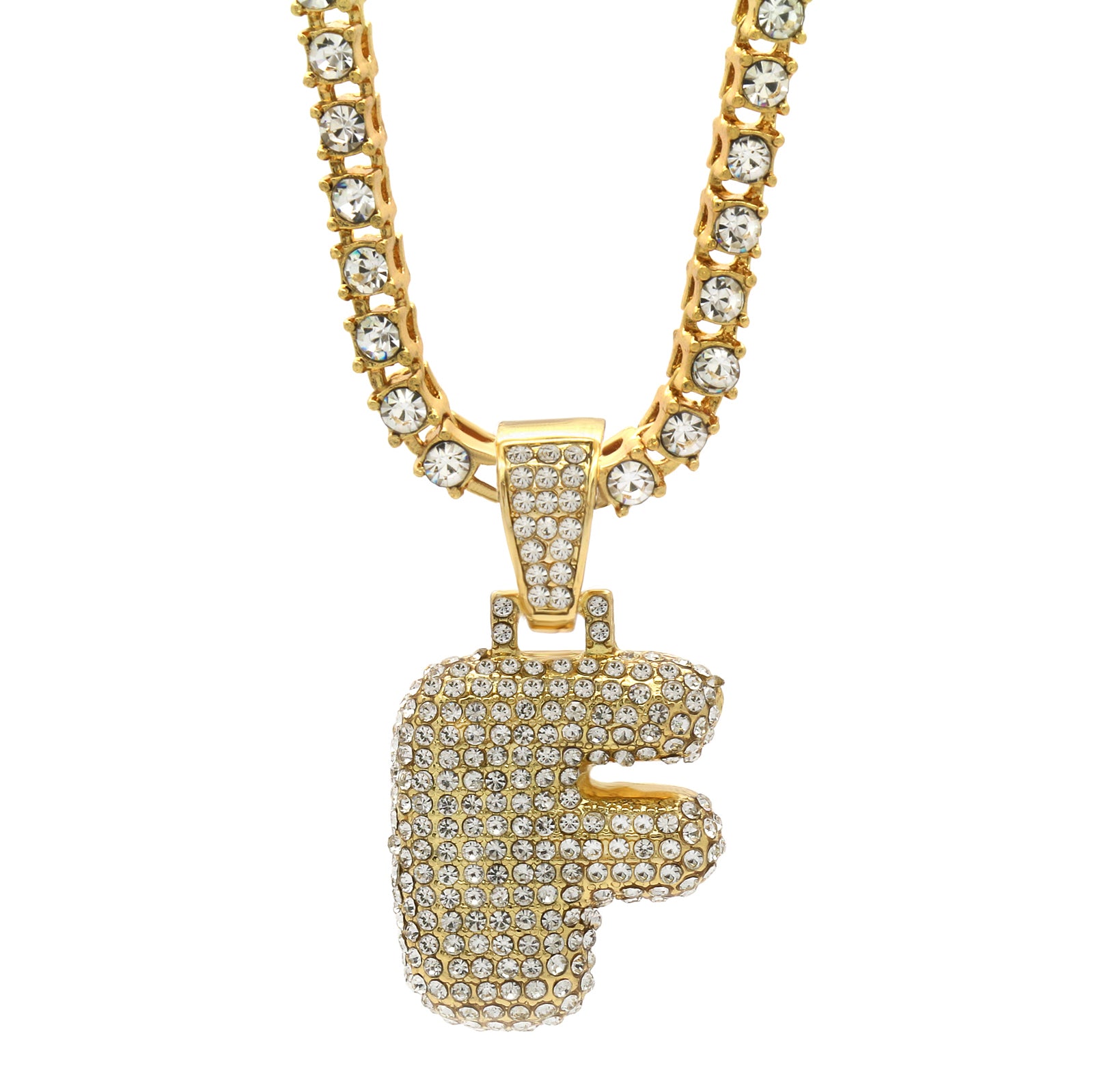 CZ CHAIN ALPHABET PENDANT BUBBLE A-Z