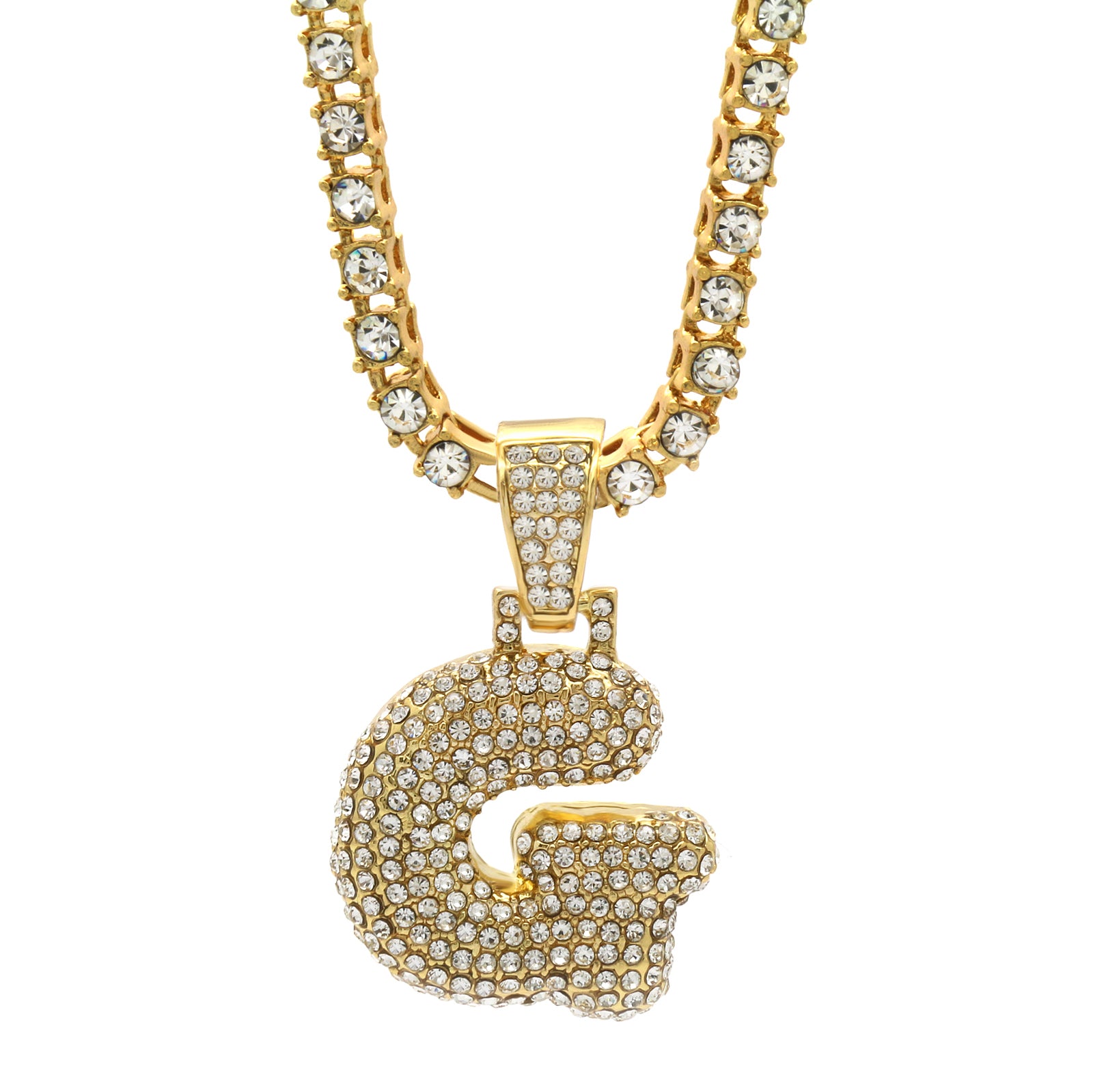CZ CHAIN ALPHABET PENDANT BUBBLE A-Z