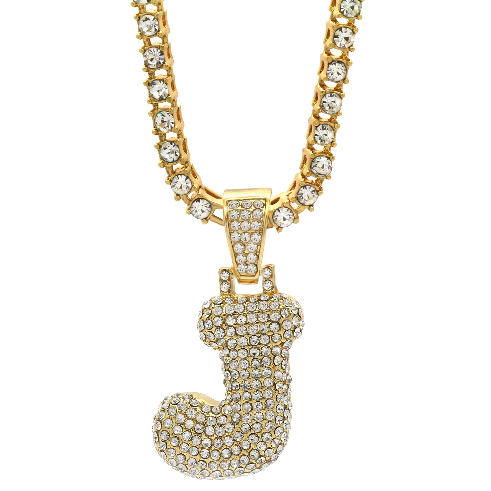 CZ CHAIN ALPHABET PENDANT BUBBLE A-Z