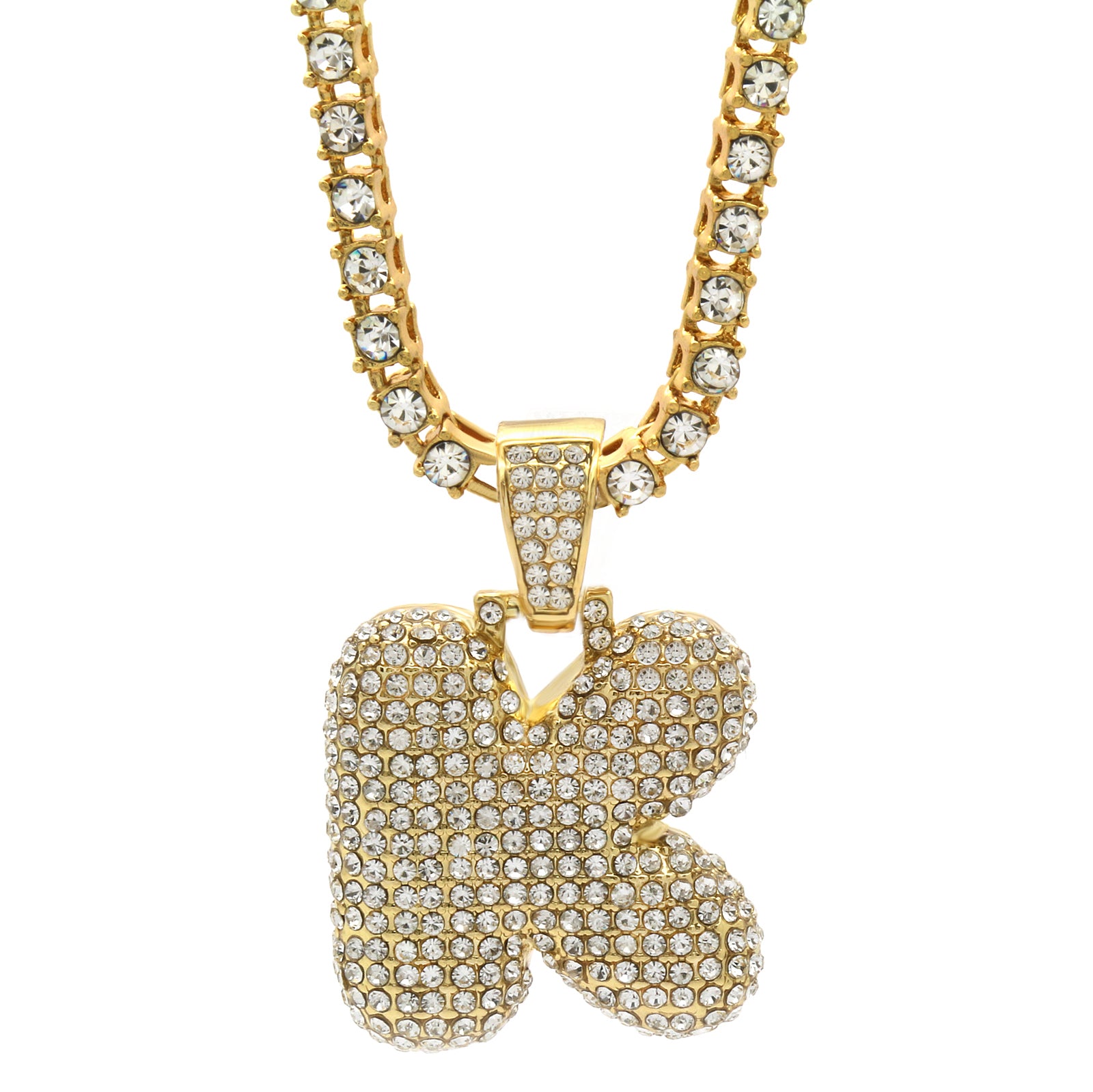 CZ CHAIN ALPHABET PENDANT BUBBLE A-Z