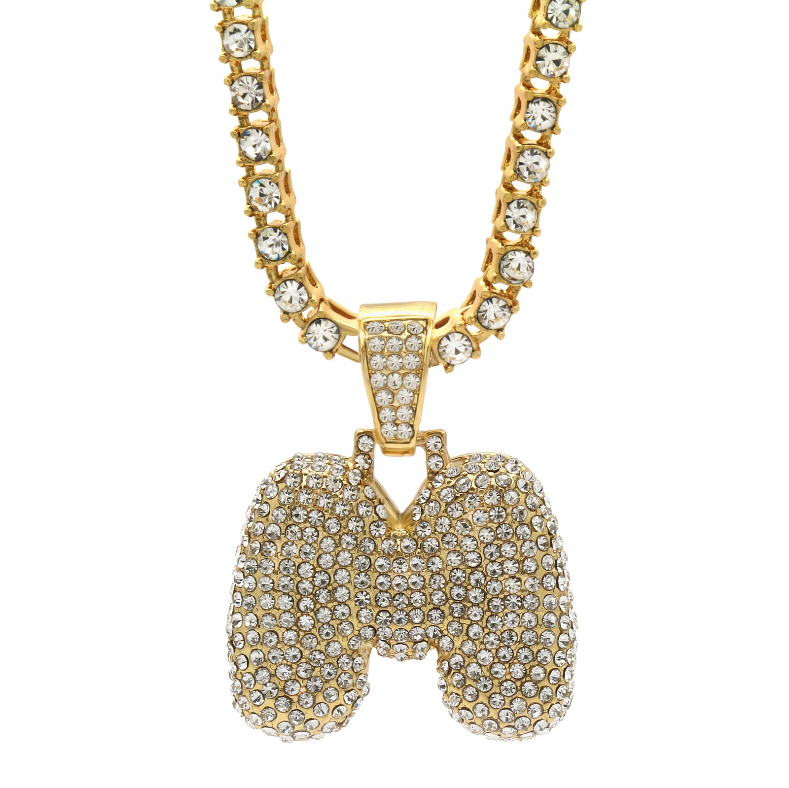 CZ CHAIN ALPHABET PENDANT BUBBLE A-Z