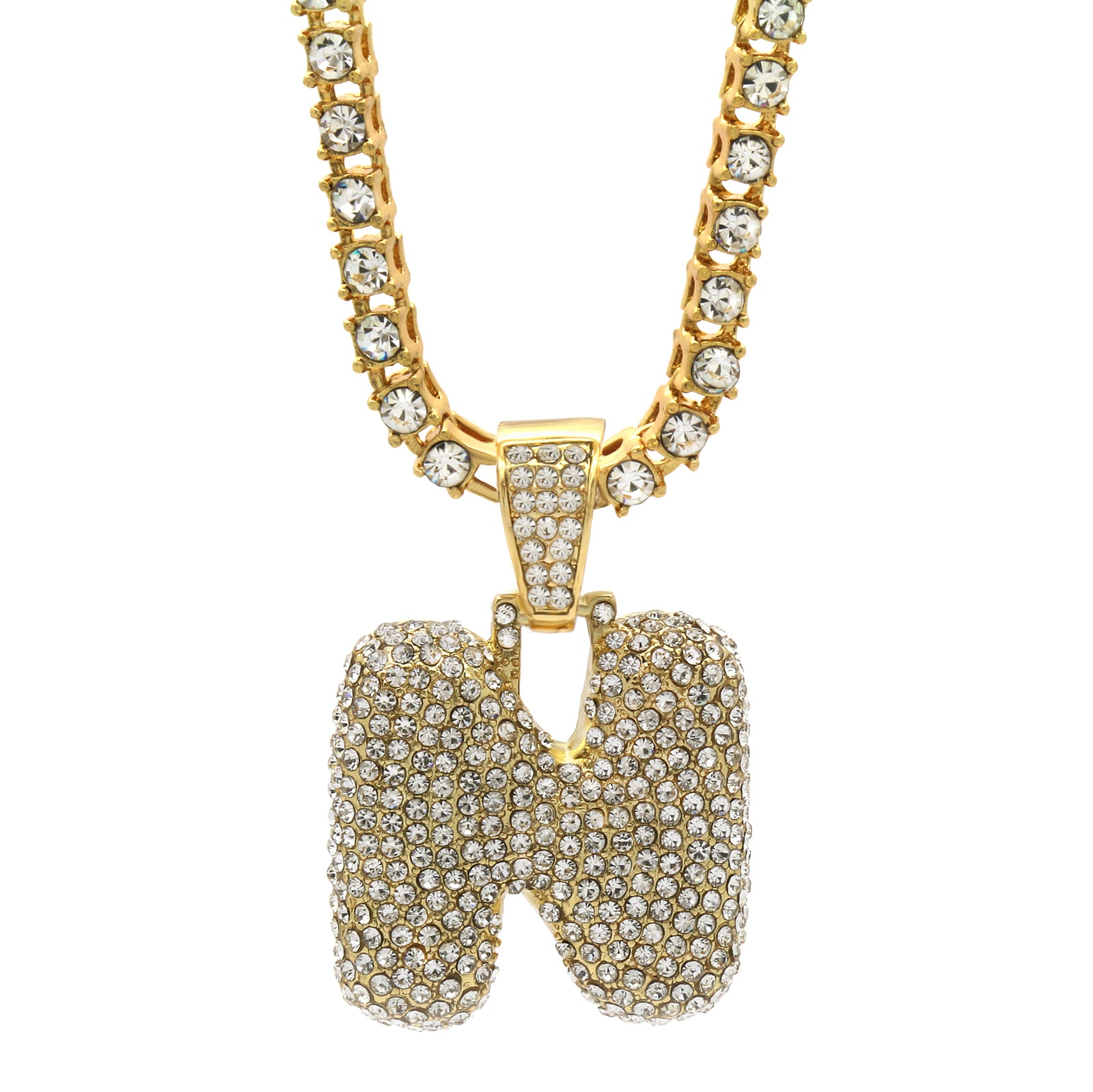 CZ CHAIN ALPHABET PENDANT BUBBLE A-Z