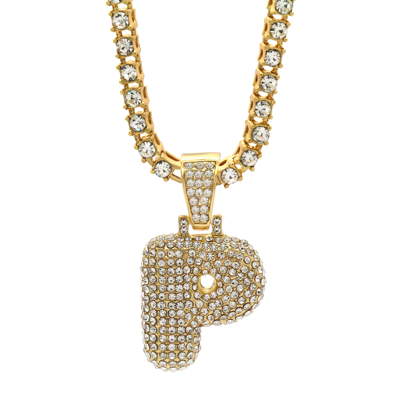 CZ CHAIN ALPHABET PENDANT BUBBLE A-Z