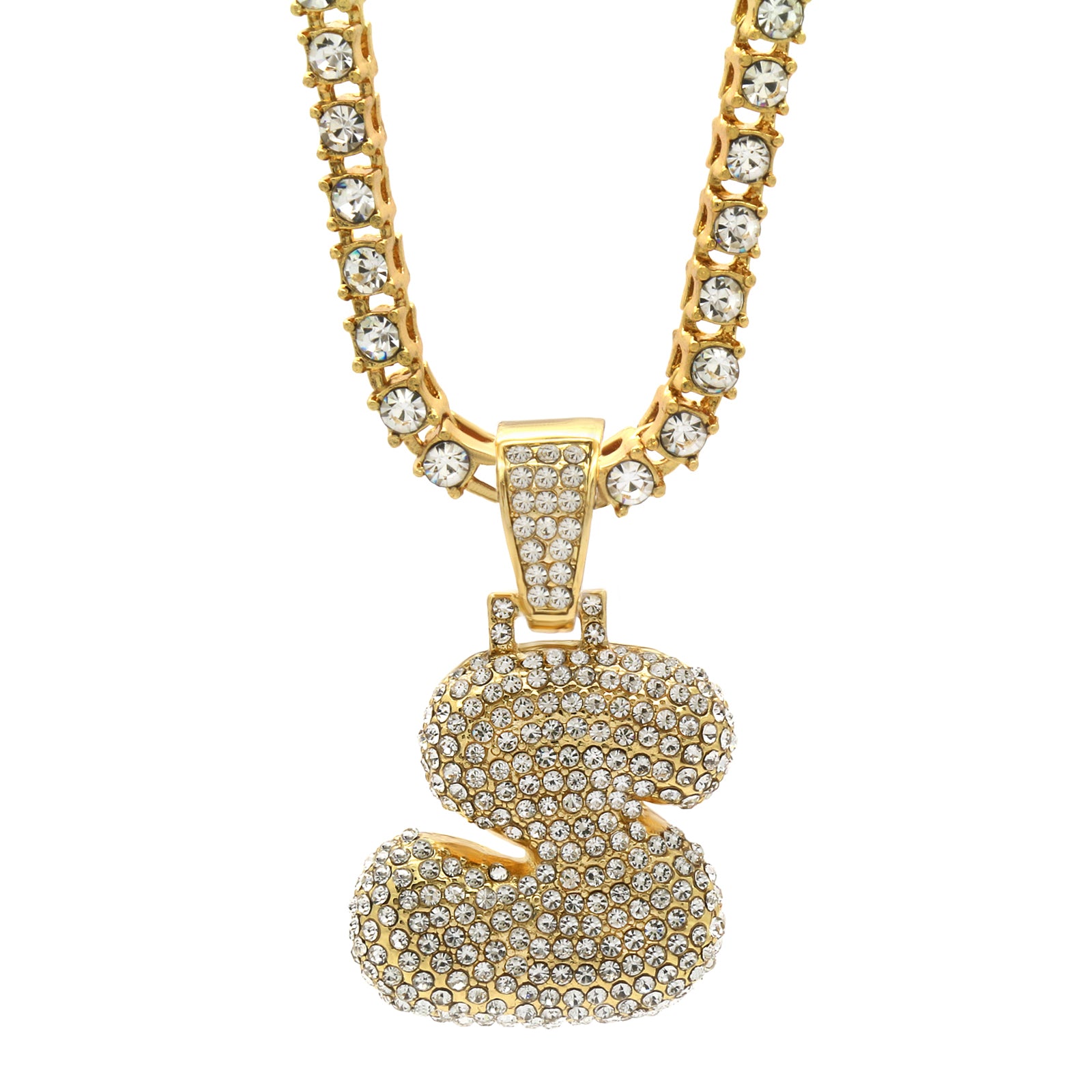 CZ CHAIN ALPHABET PENDANT BUBBLE A-Z