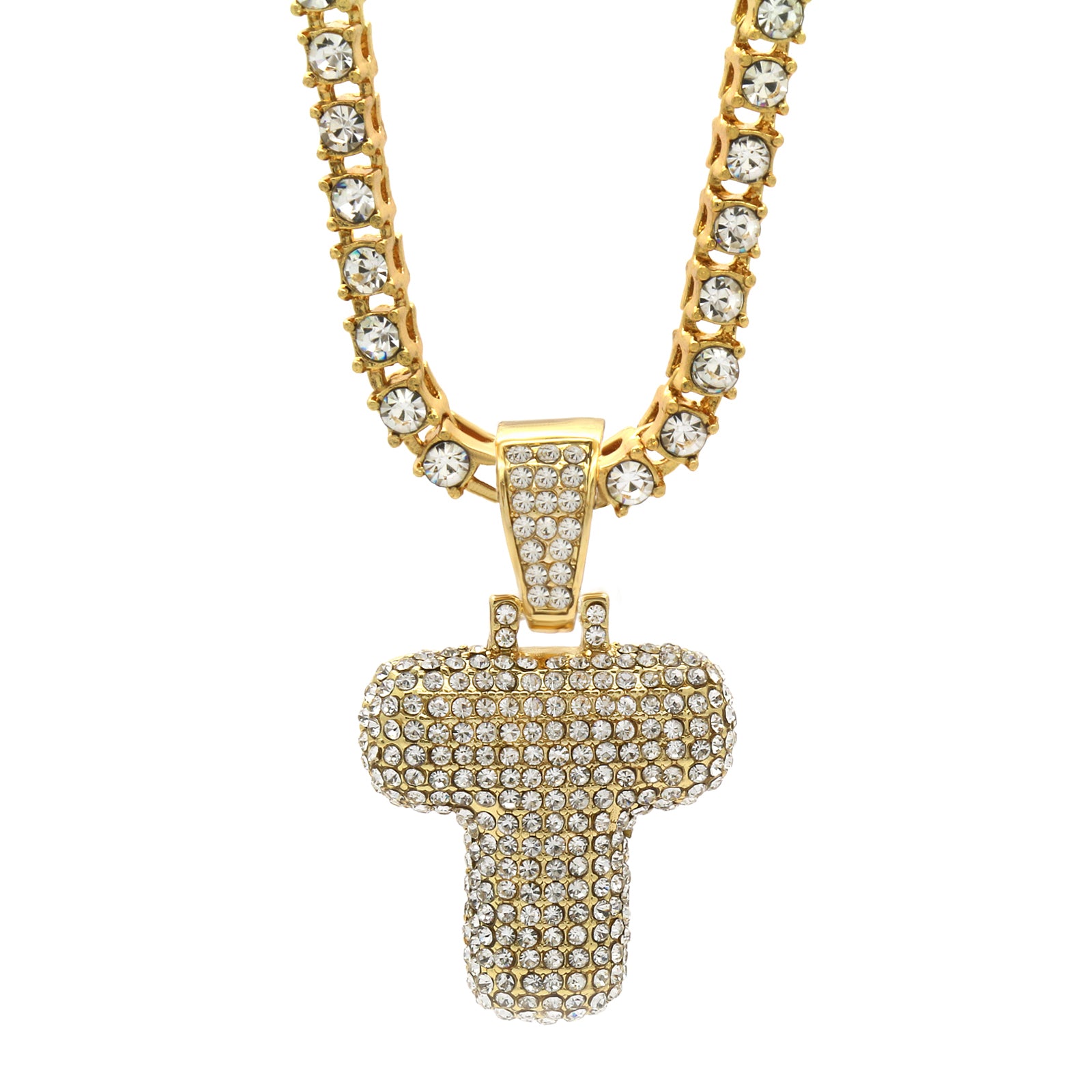 CZ CHAIN ALPHABET PENDANT BUBBLE A-Z