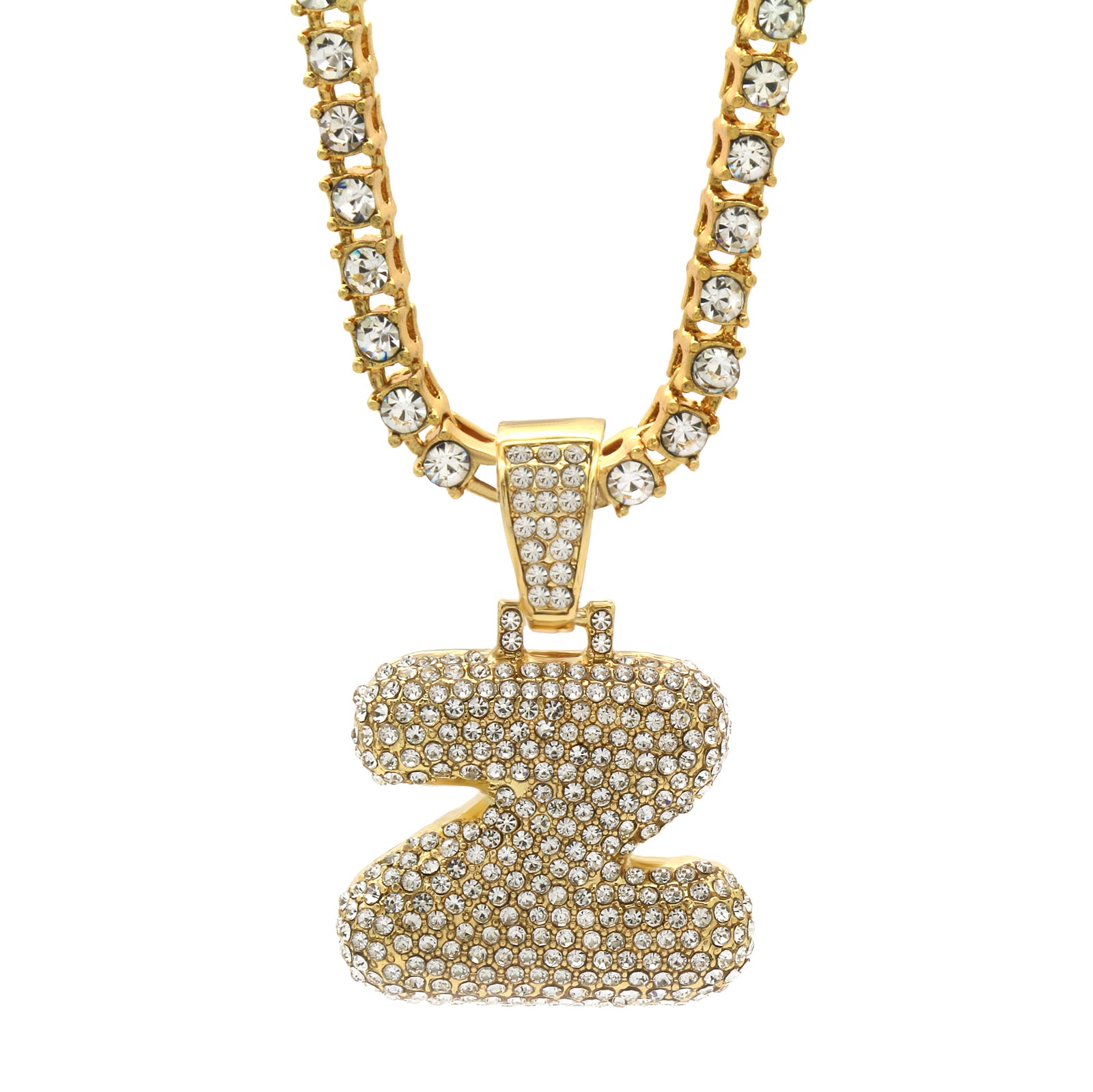 CZ CHAIN ALPHABET PENDANT BUBBLE A-Z
