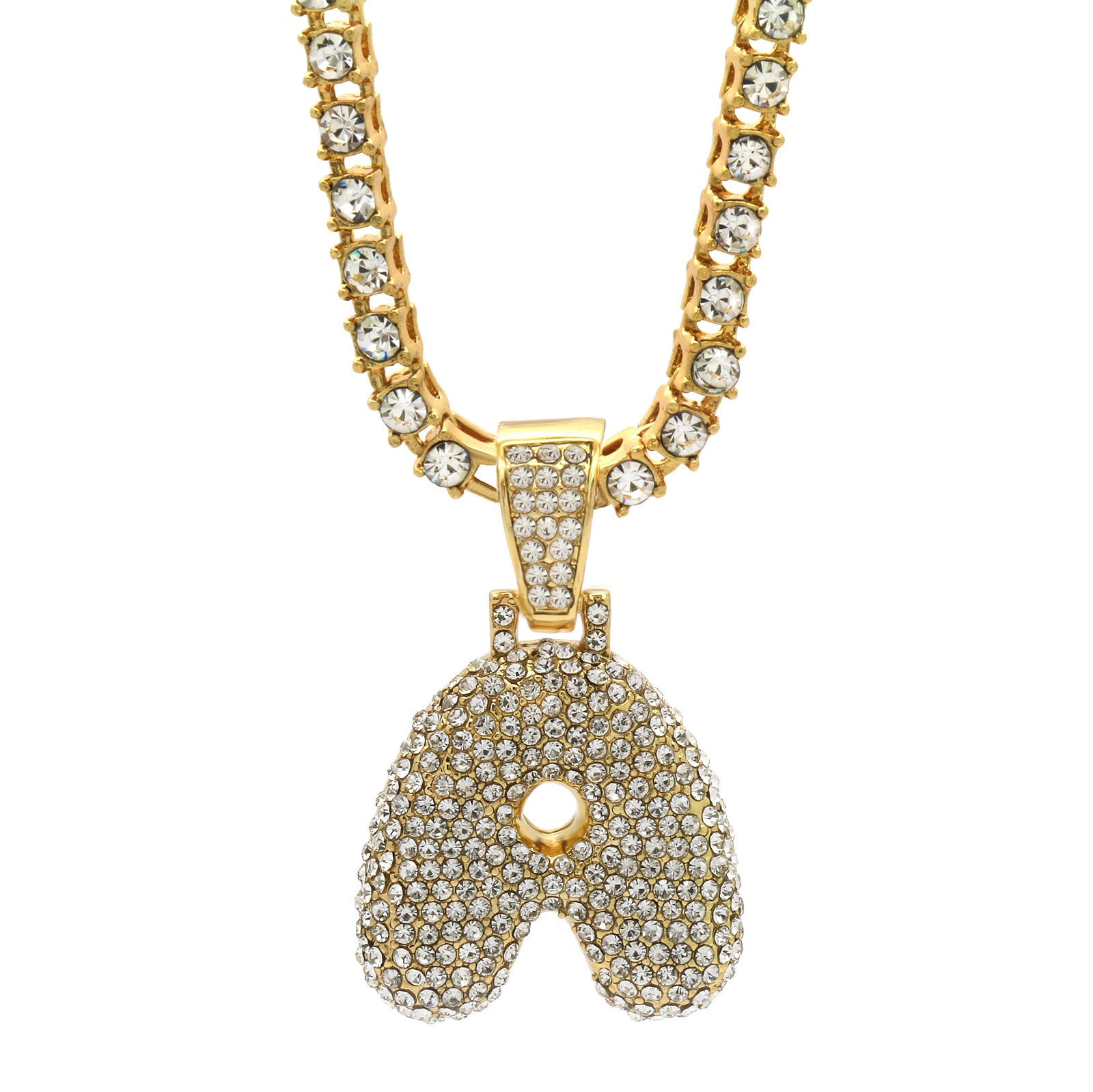 CZ CHAIN ALPHABET PENDANT BUBBLE A-Z