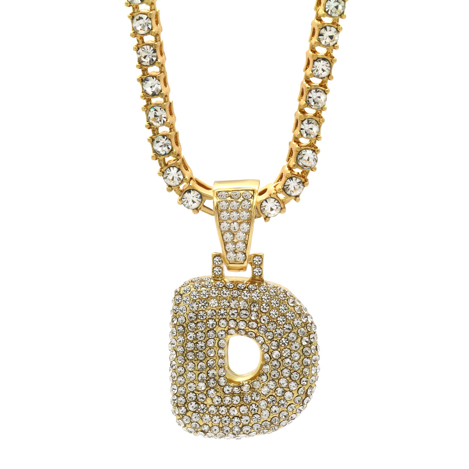 CZ CHAIN ALPHABET PENDANT BUBBLE A-Z