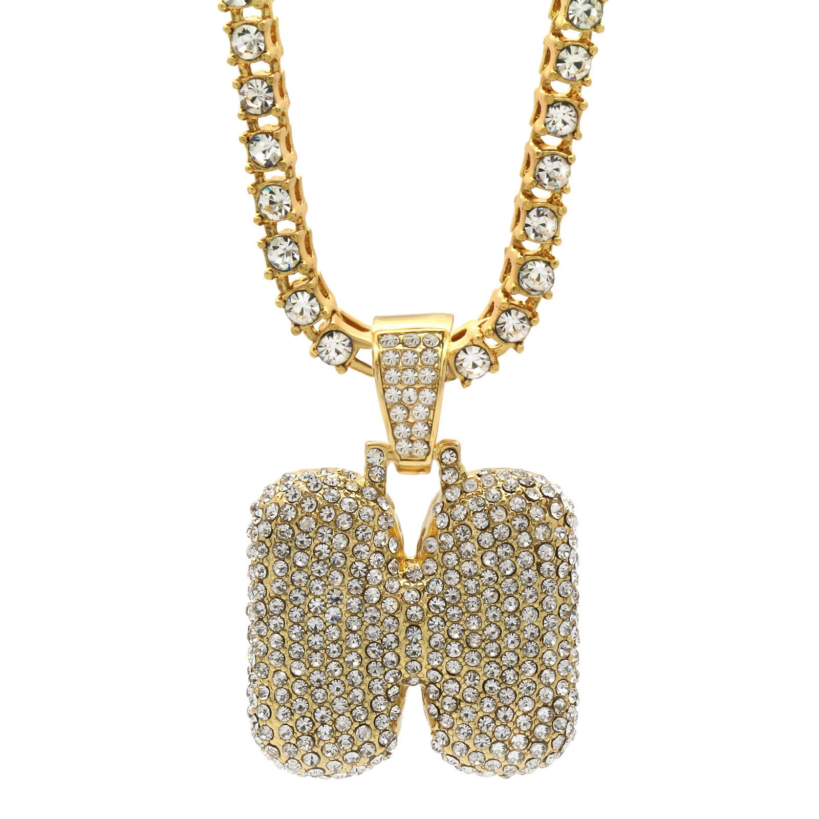 CZ CHAIN ALPHABET PENDANT BUBBLE A-Z