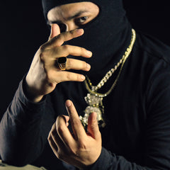 Black Mirror Block Ring 14k Gold Plated