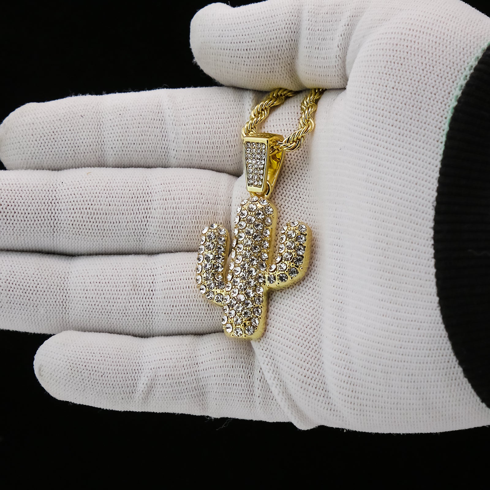 Cactus 4 Pcs Set Clear Cz Cuban, Tennis & Rope Chain Bundle Gold PT