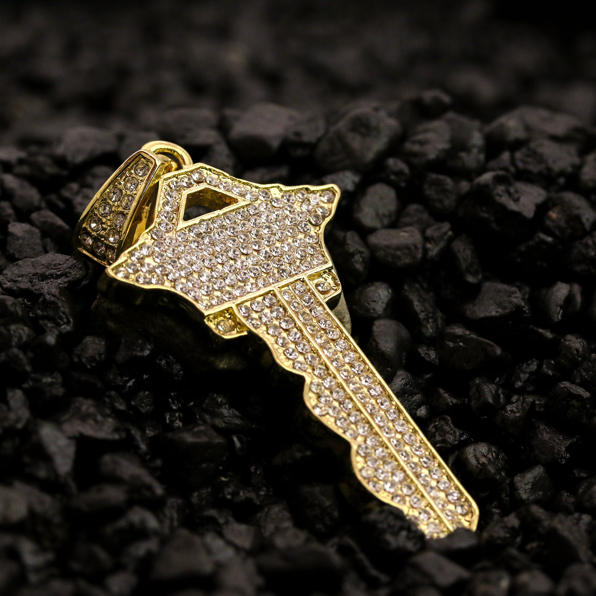 Iced Master Key Pendant 30" Rope Chain Hip Hop Style 18k Gold Plated