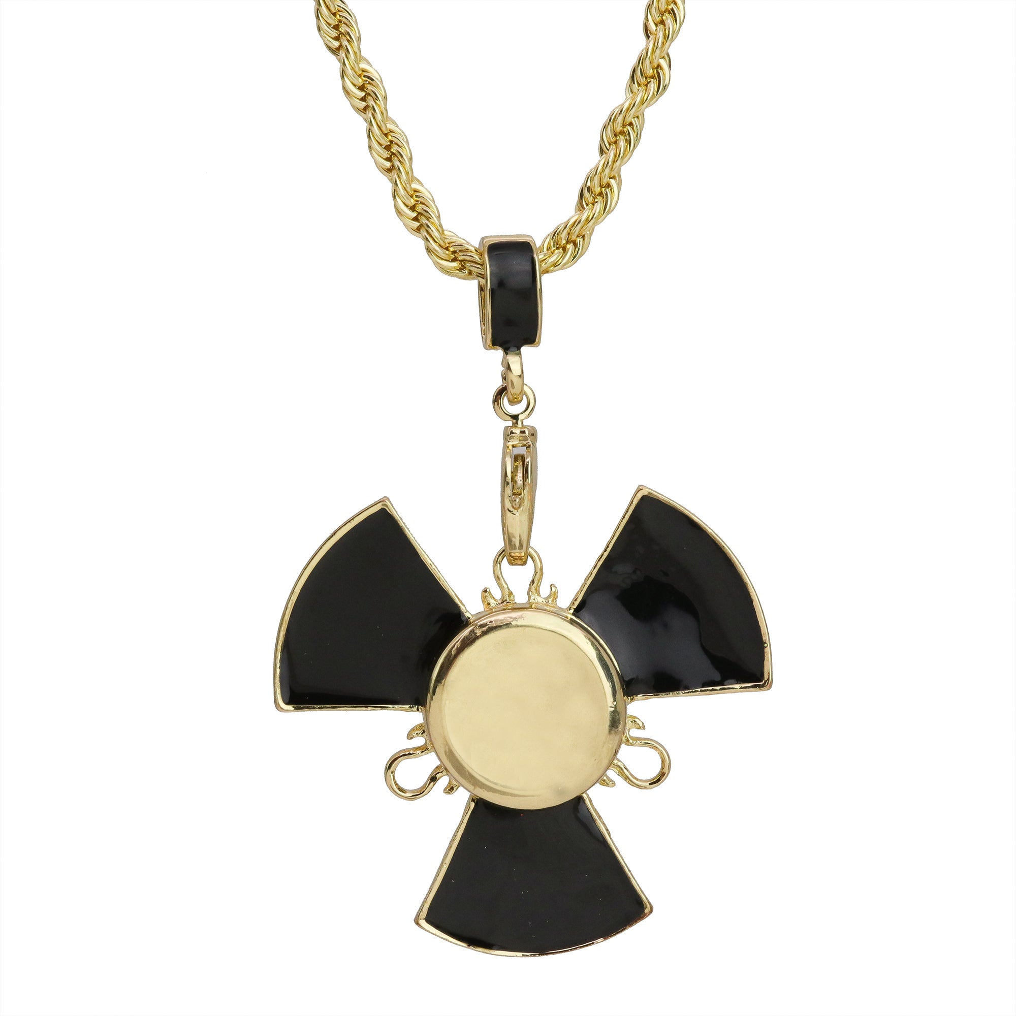 Plain Gold/Black Spinner Pendant 24 Rope Chain Hip Hop 18k Jewelry Necklace