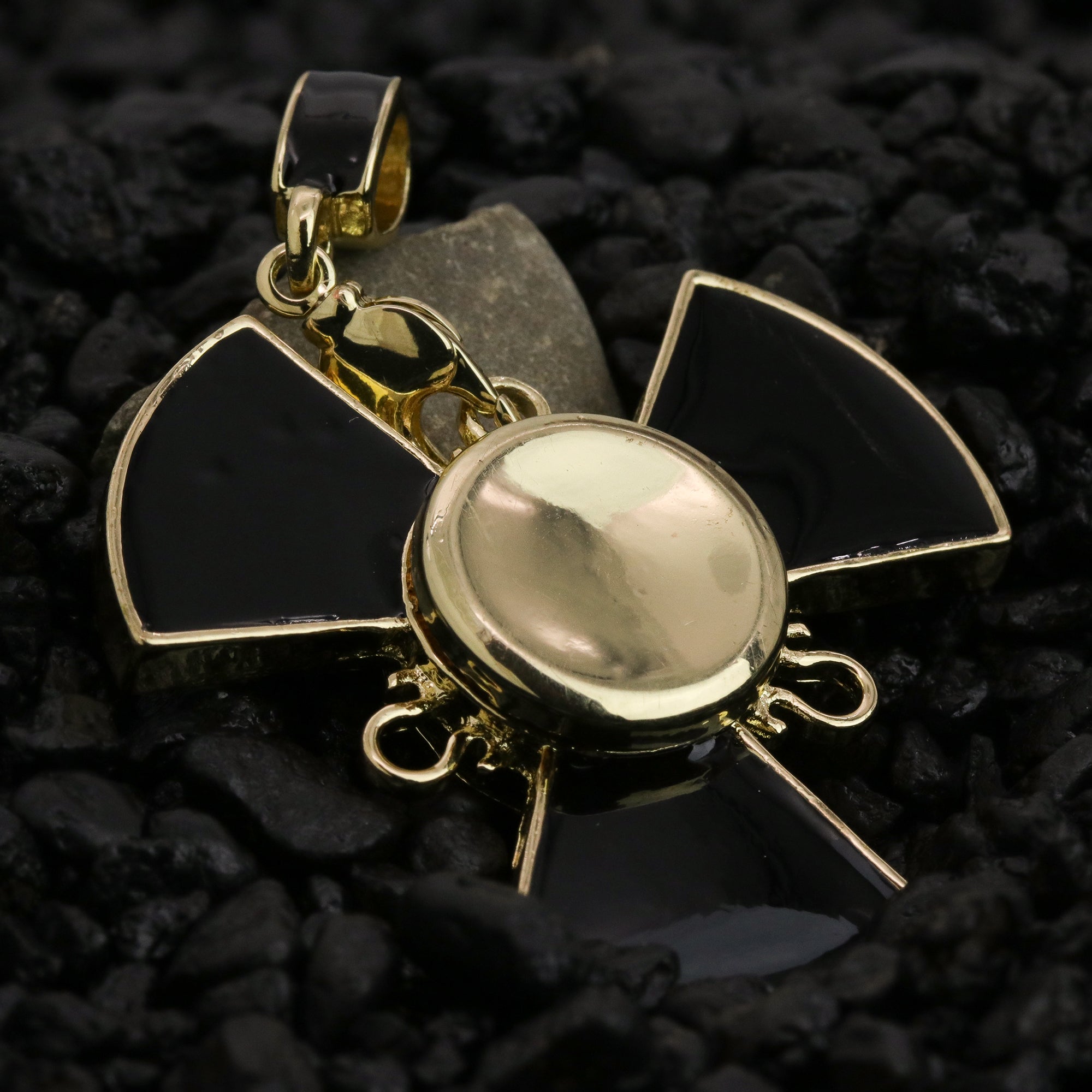 Plain Gold/Black Spinner Pendant 24 Rope Chain Hip Hop 18k Jewelry Necklace