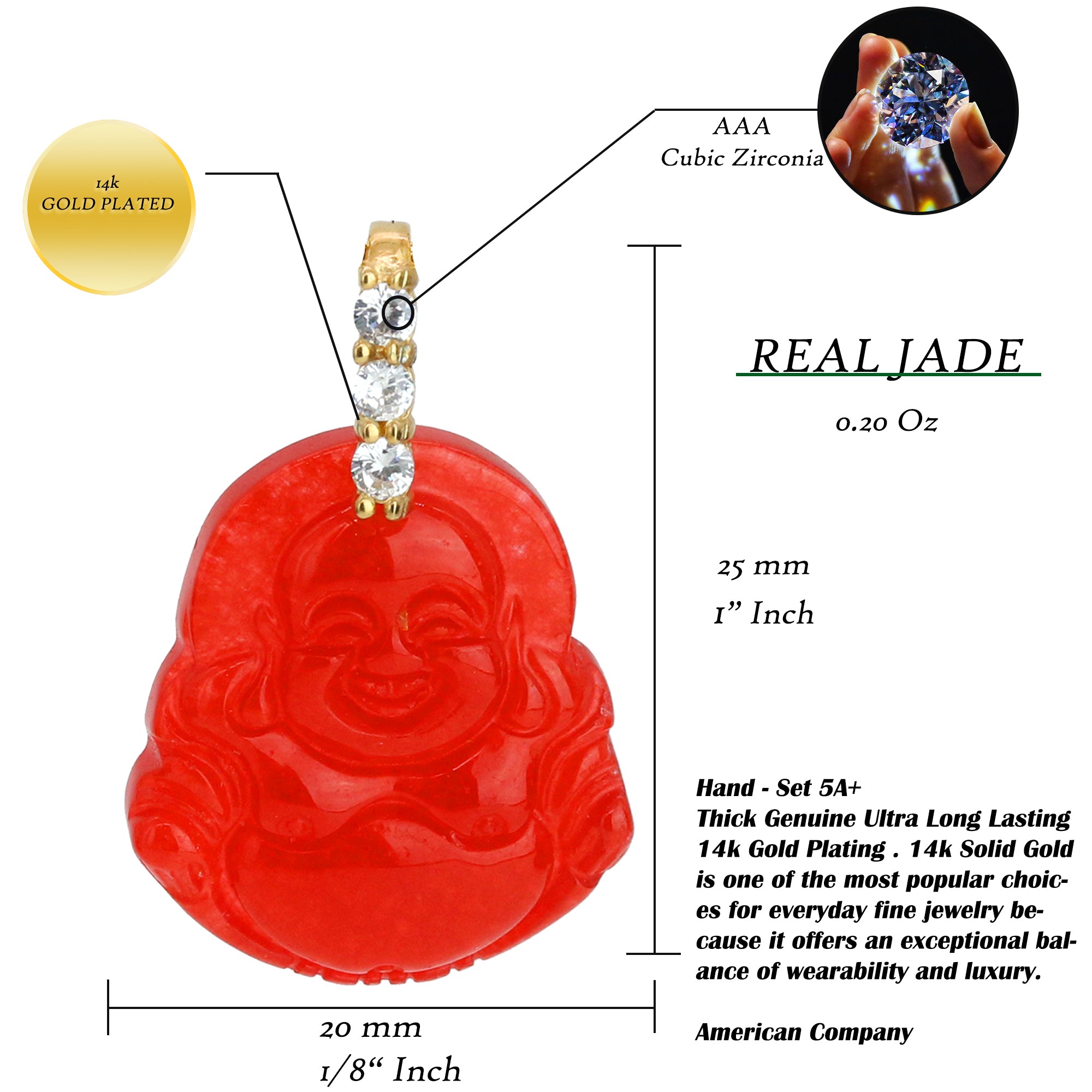 JADE BUDDHA PENDANT ON CUBAN CHAIN 24"