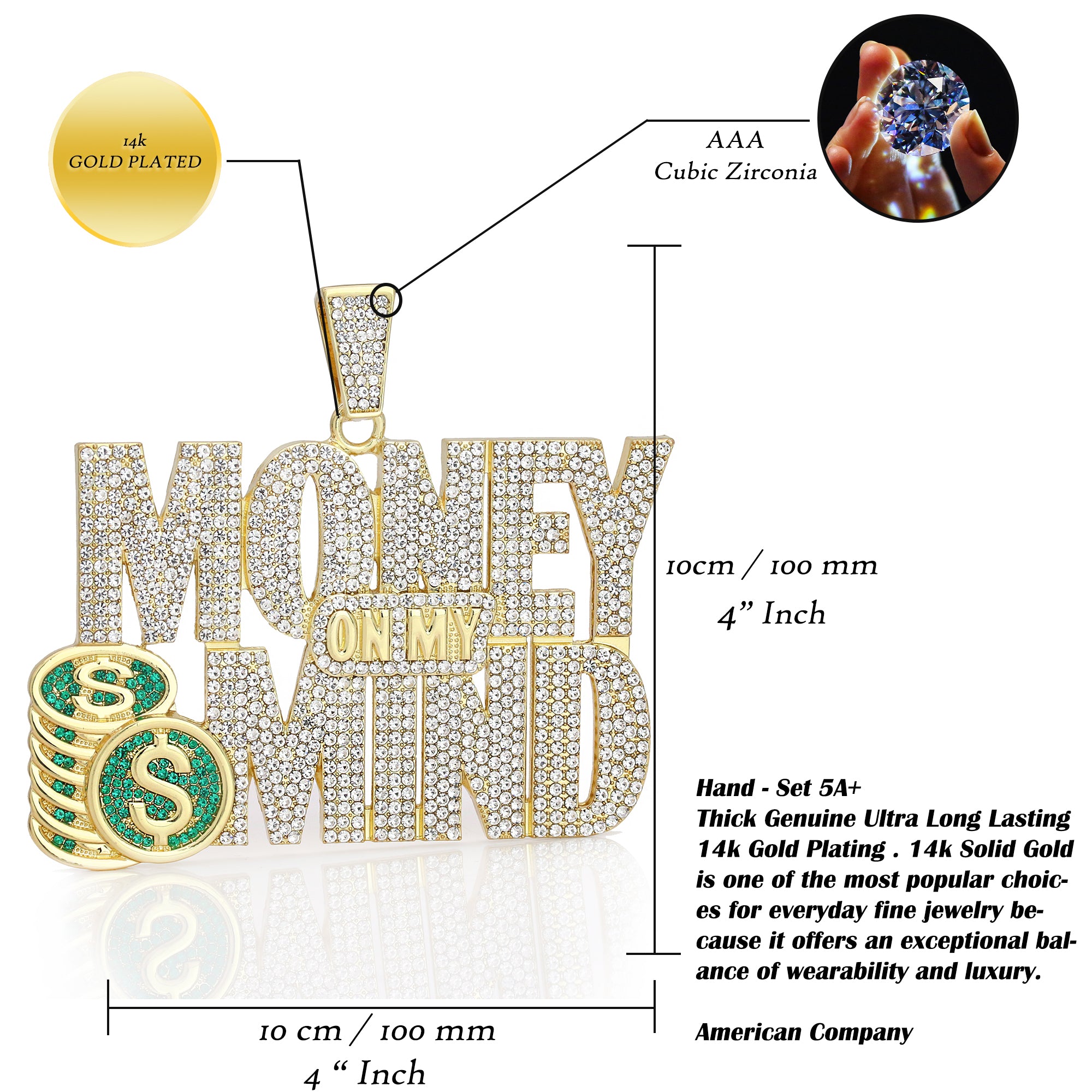 XXL Money on my mind Huge Pendant 14mm Cuban Chain