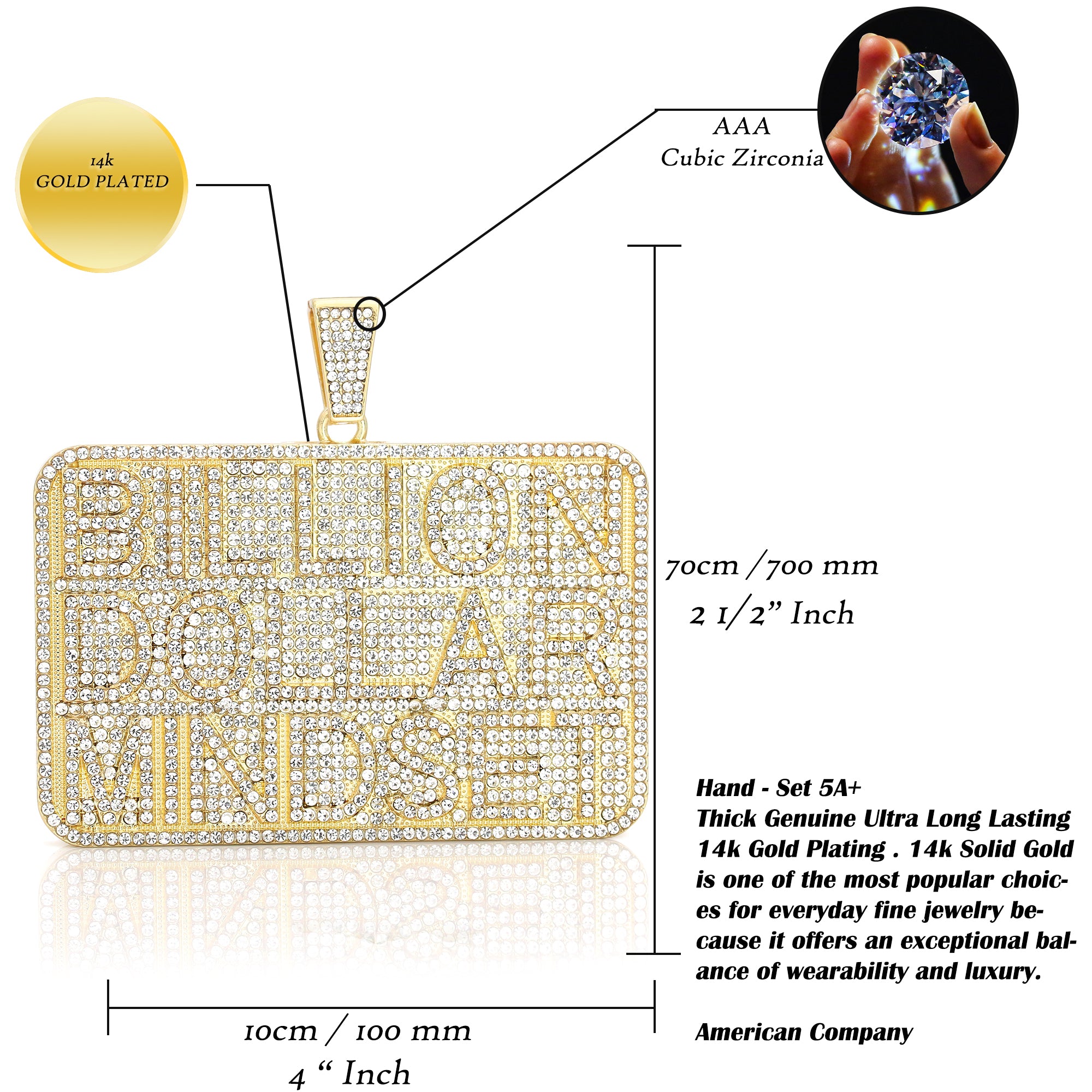XXL 14K Billion Dollar Iced Pendant & 14mm Cuban Chain – 4" Bling