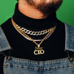 Young CEO 4 Pcs Set Cuban, Tennis & Rope Chain Bundle Gold PT