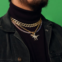 T-Rex 4 Pcs Set Cuban, Tennis & Rope Chain Bundle Gold PT
