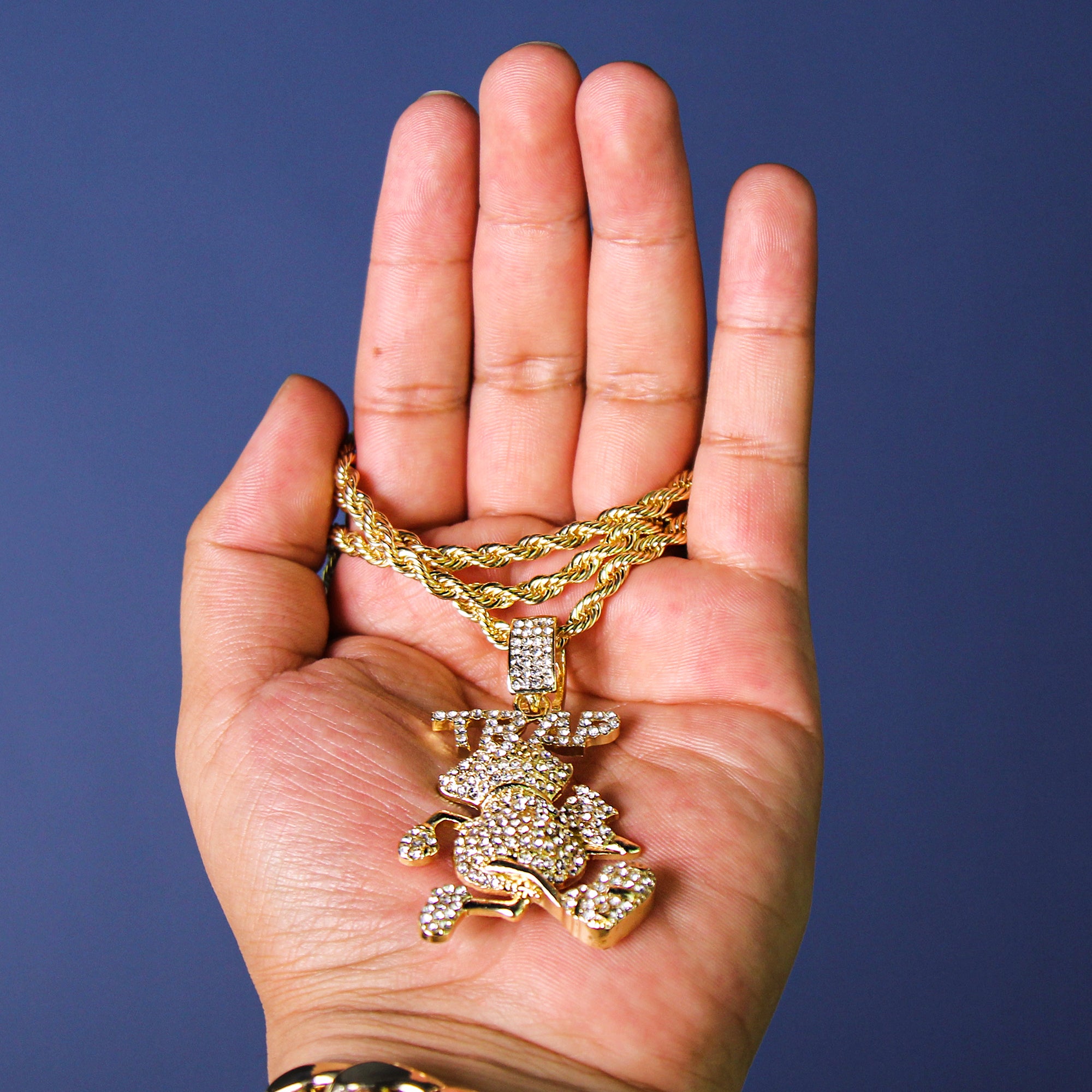 Trap Money Bag Pendant Rope Necklace Chain Men's Hip Hop 18k Cz Jewelry